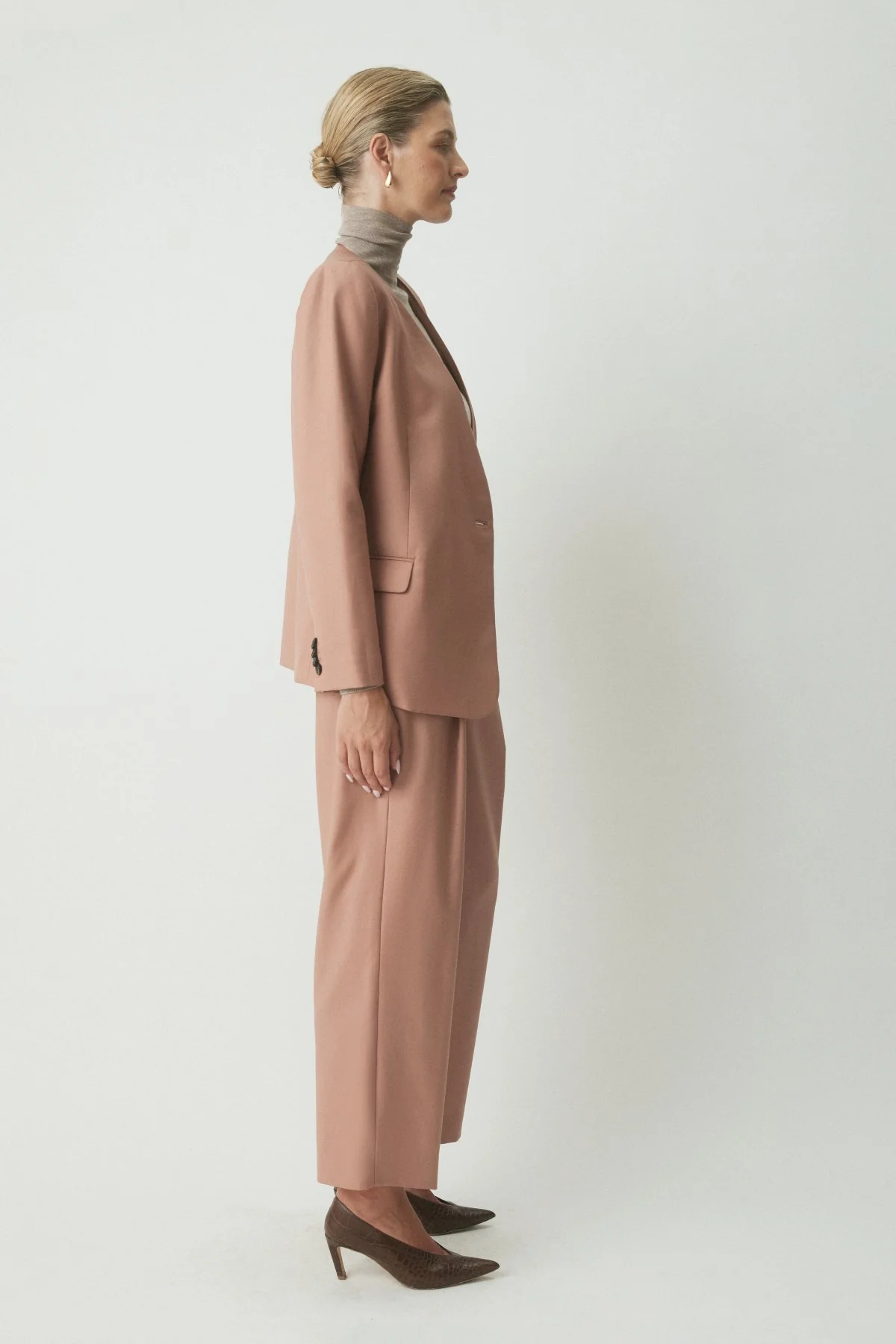 Adelena Wool Suit Jacket - Dusty Pink - Image 3
