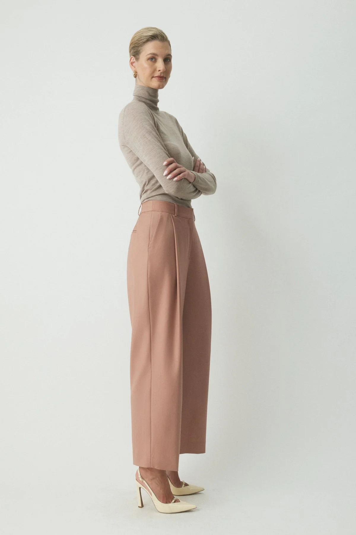 Adelena Wool Suit Pant - Dusty Pink - Image 3