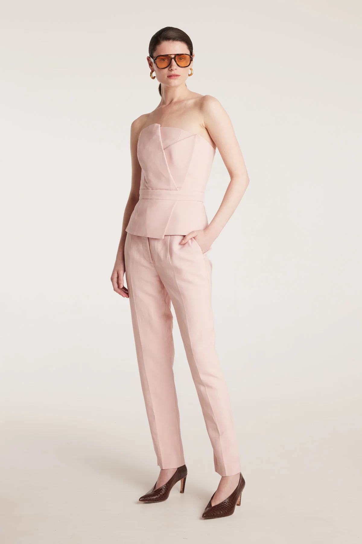 Alba Linen Bodice - Pale Pink - Image 3