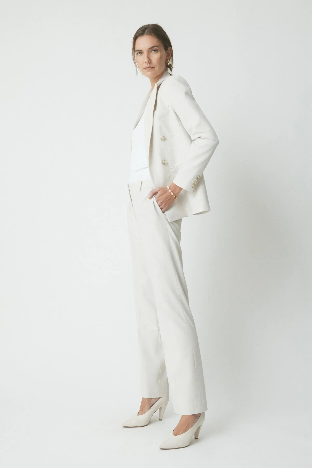 Alex Suit Pant - Ecru - Image 3