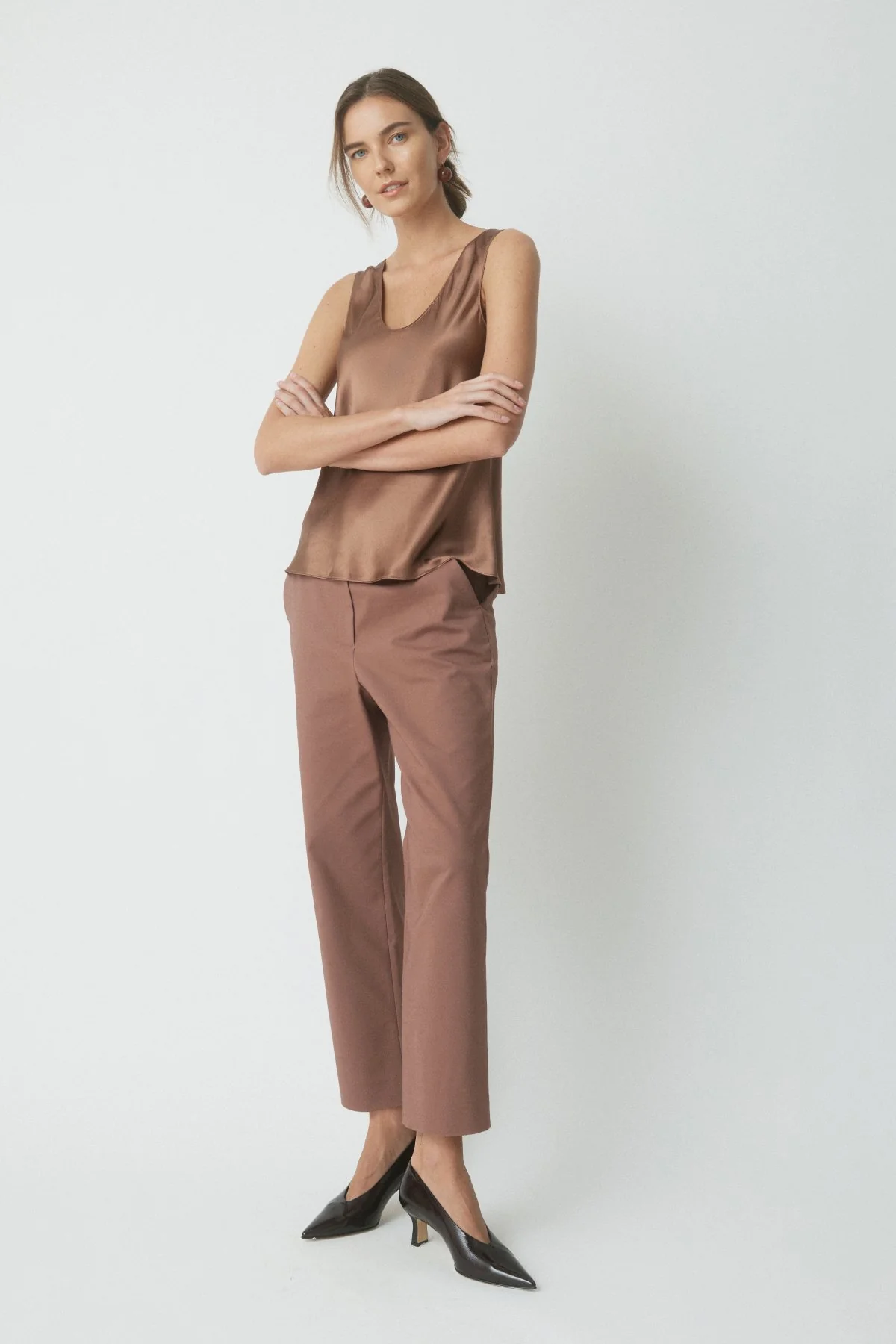 Arlowe Silk Camisole - Chestnut - Image 3