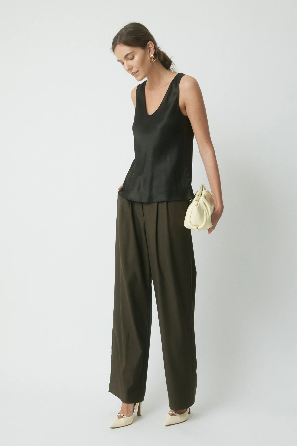Arlowe Silk Camisole - Dark Olive - Image 3