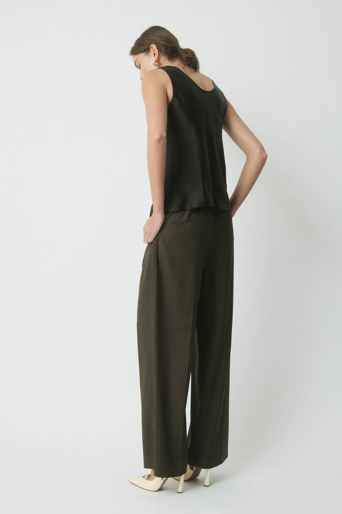 Arlowe Silk Camisole - Dark Olive - Image 4