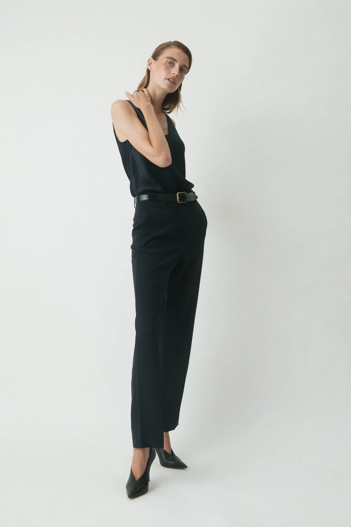 Arlowe Silk Camisole - Navy - Image 3