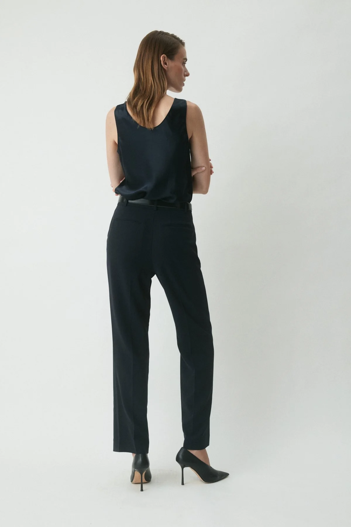 Arlowe Silk Camisole - Navy - Image 4