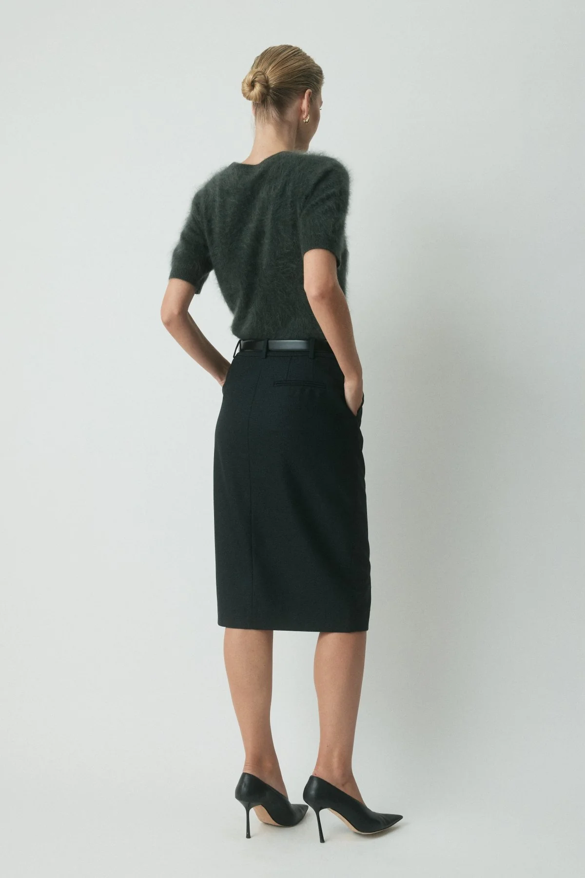 Asta Wool Suit Skirt - Moss Check - Image 4