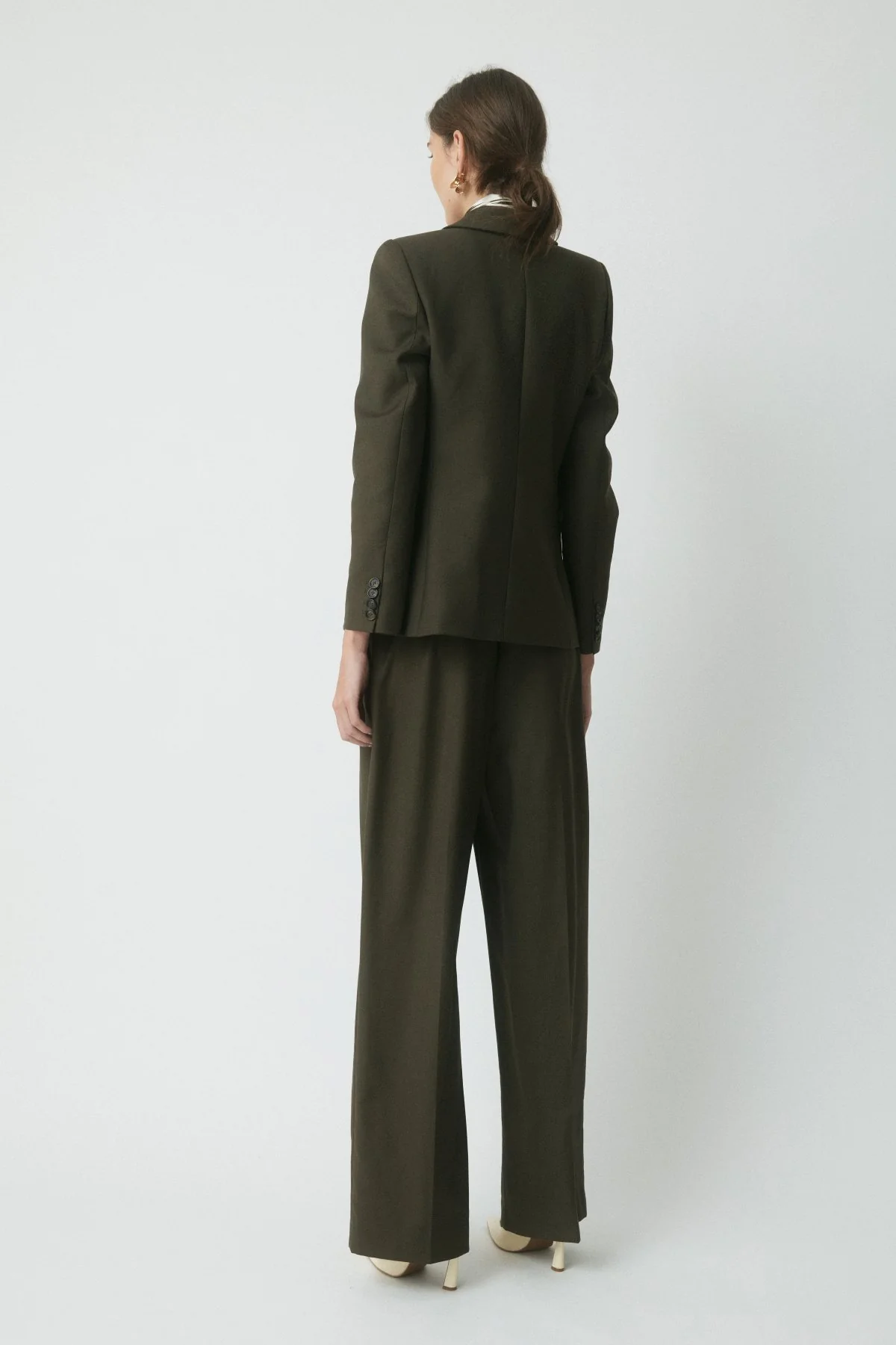 Astrid Wool Suit Jacket - Dark Olive - Image 4