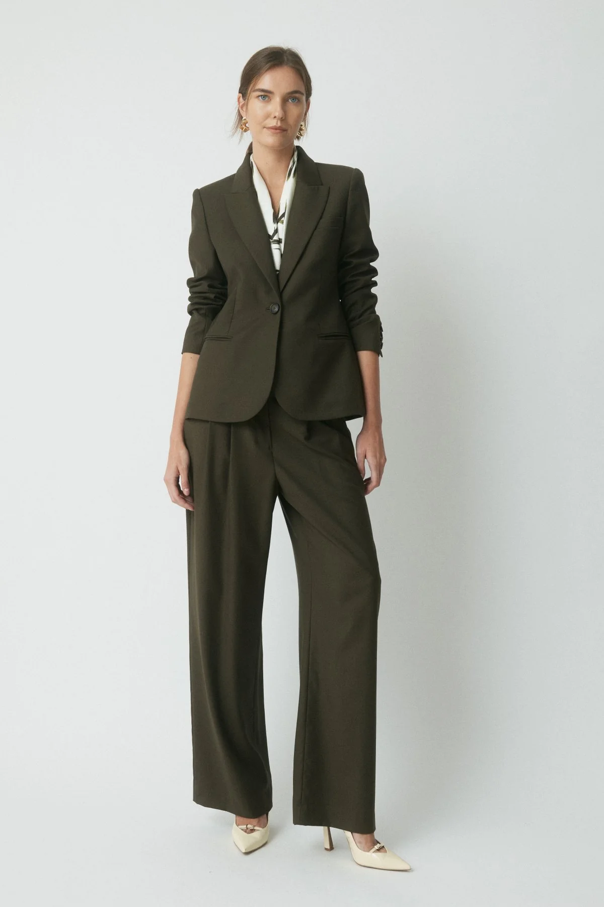 Astrid Wool Suit Jacket - Dark Olive - Image 5