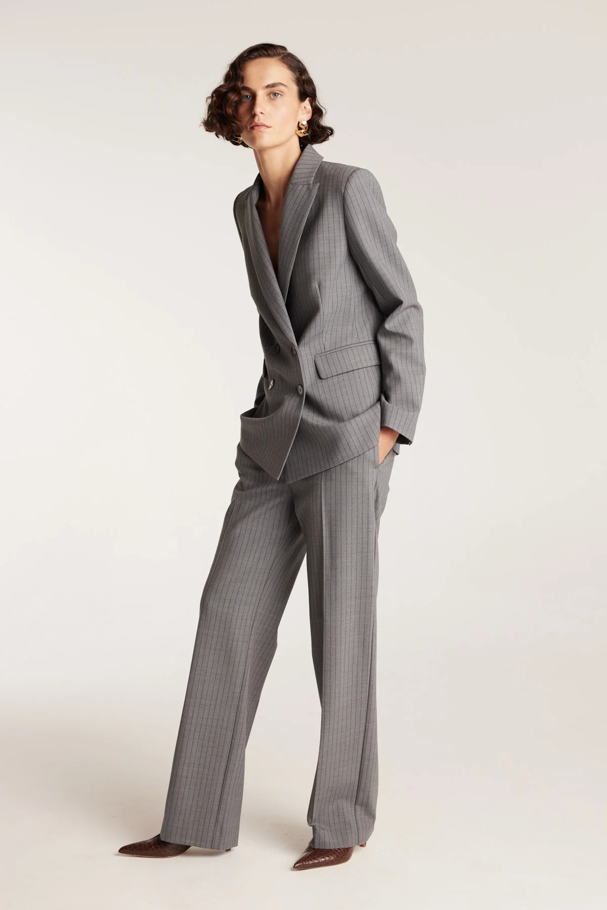 Ava Suit Jacket - Charcoal/Maroon - Image 3