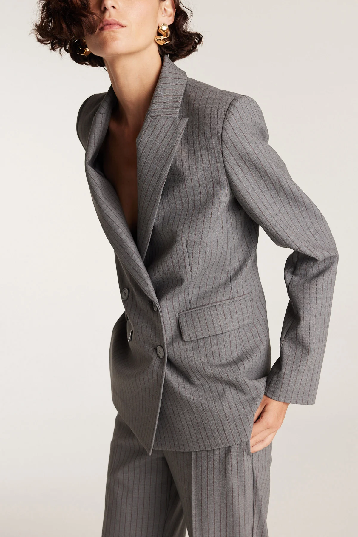 Ava Suit Jacket - Charcoal/Maroon - Image 7