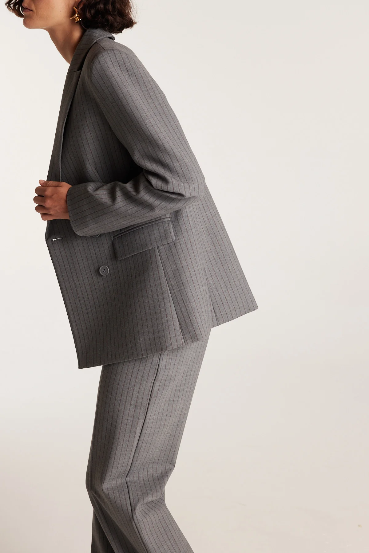 Ava Suit Jacket - Charcoal/Maroon - Image 8