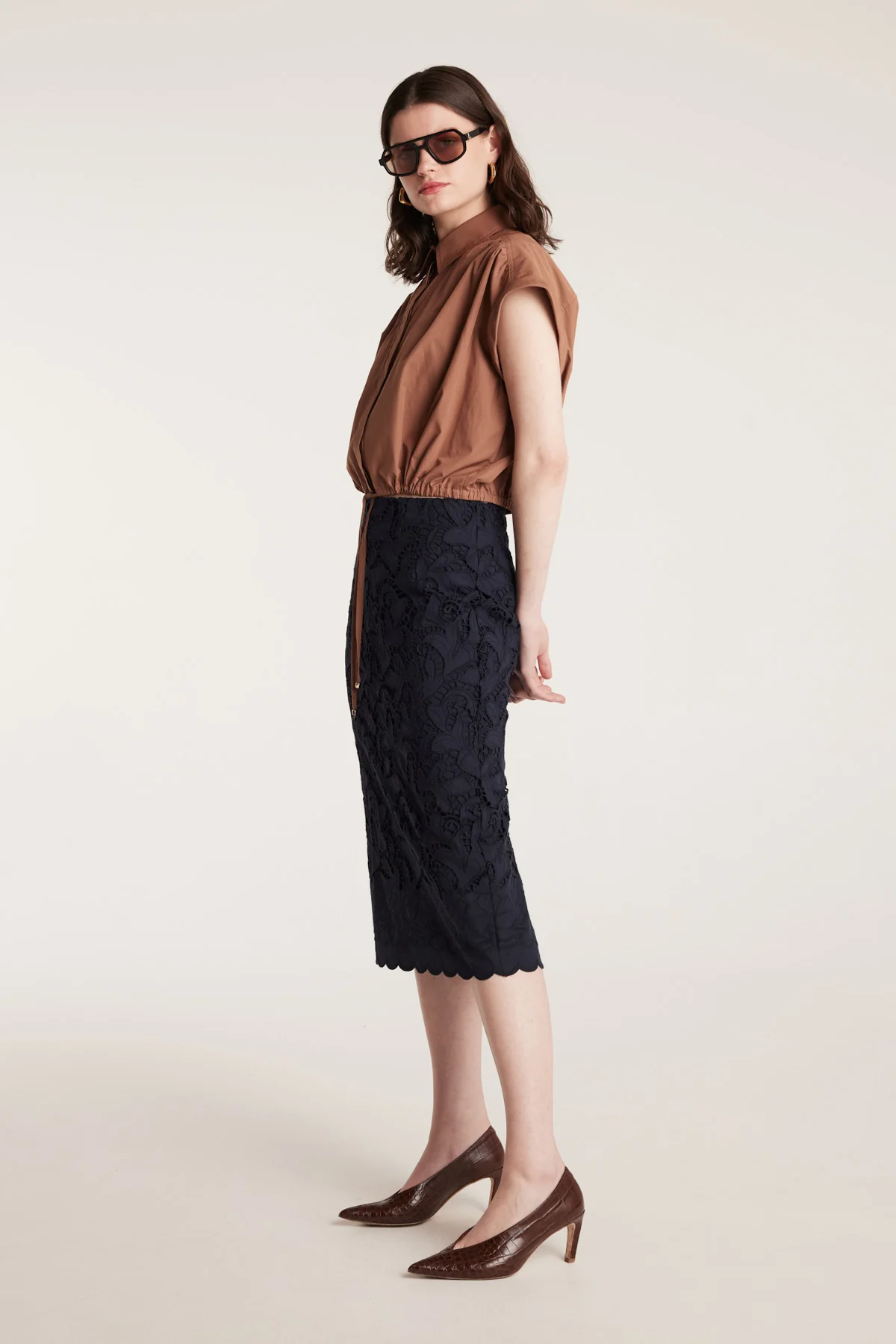 Belle Crop Shirt - Mocha - Image 3