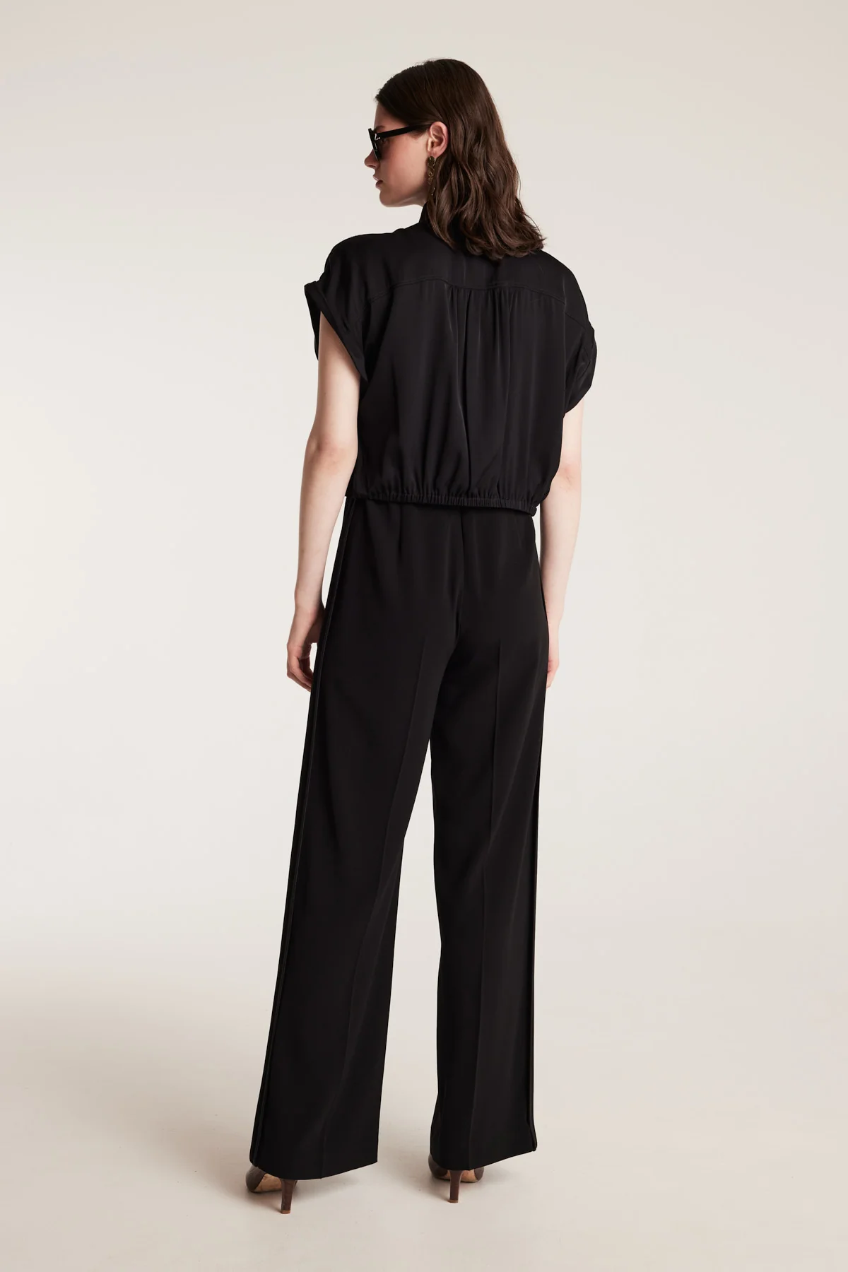 Belle Silk Crop Shirt - Black - Image 4