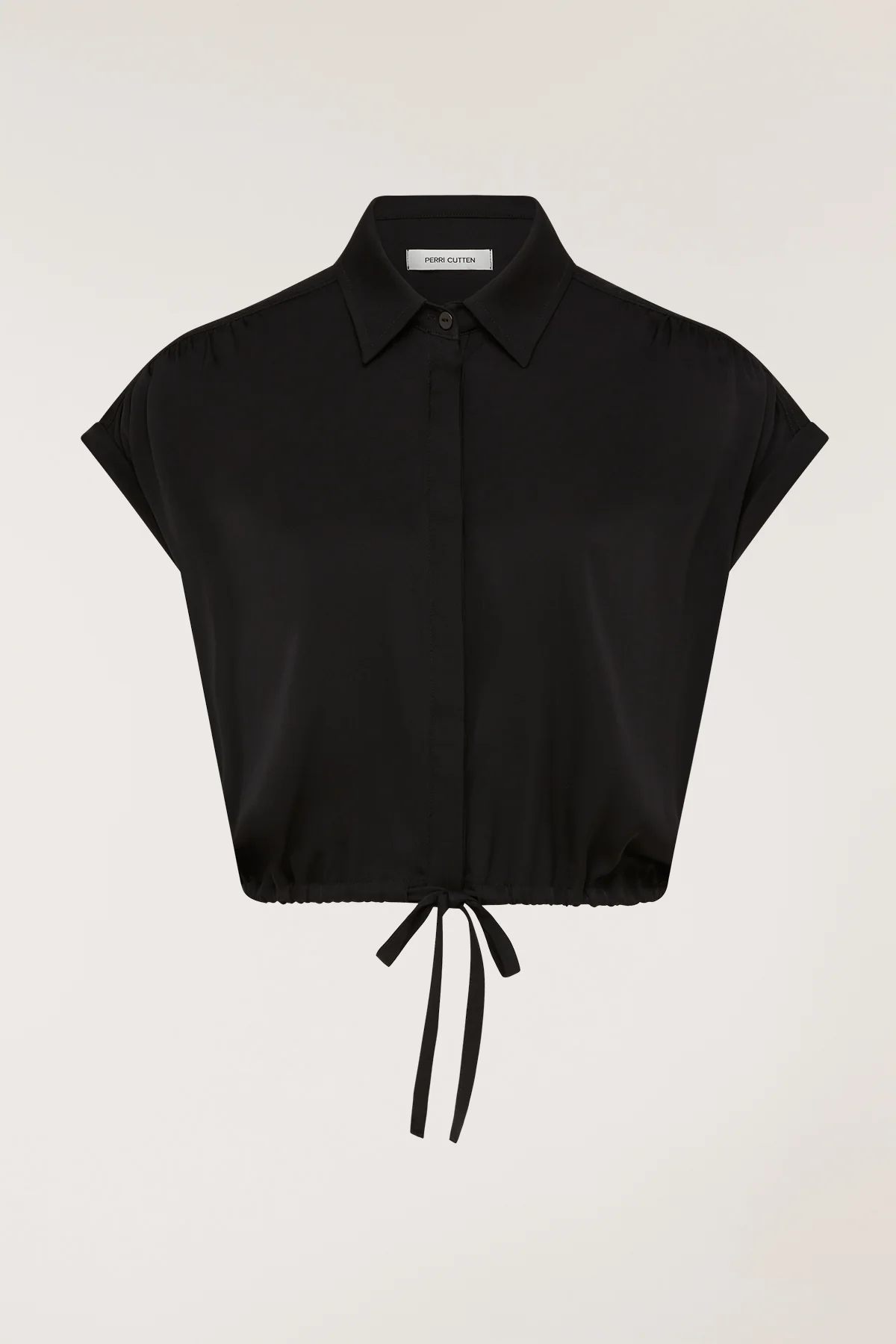 Belle Silk Crop Shirt - Black - Image 6