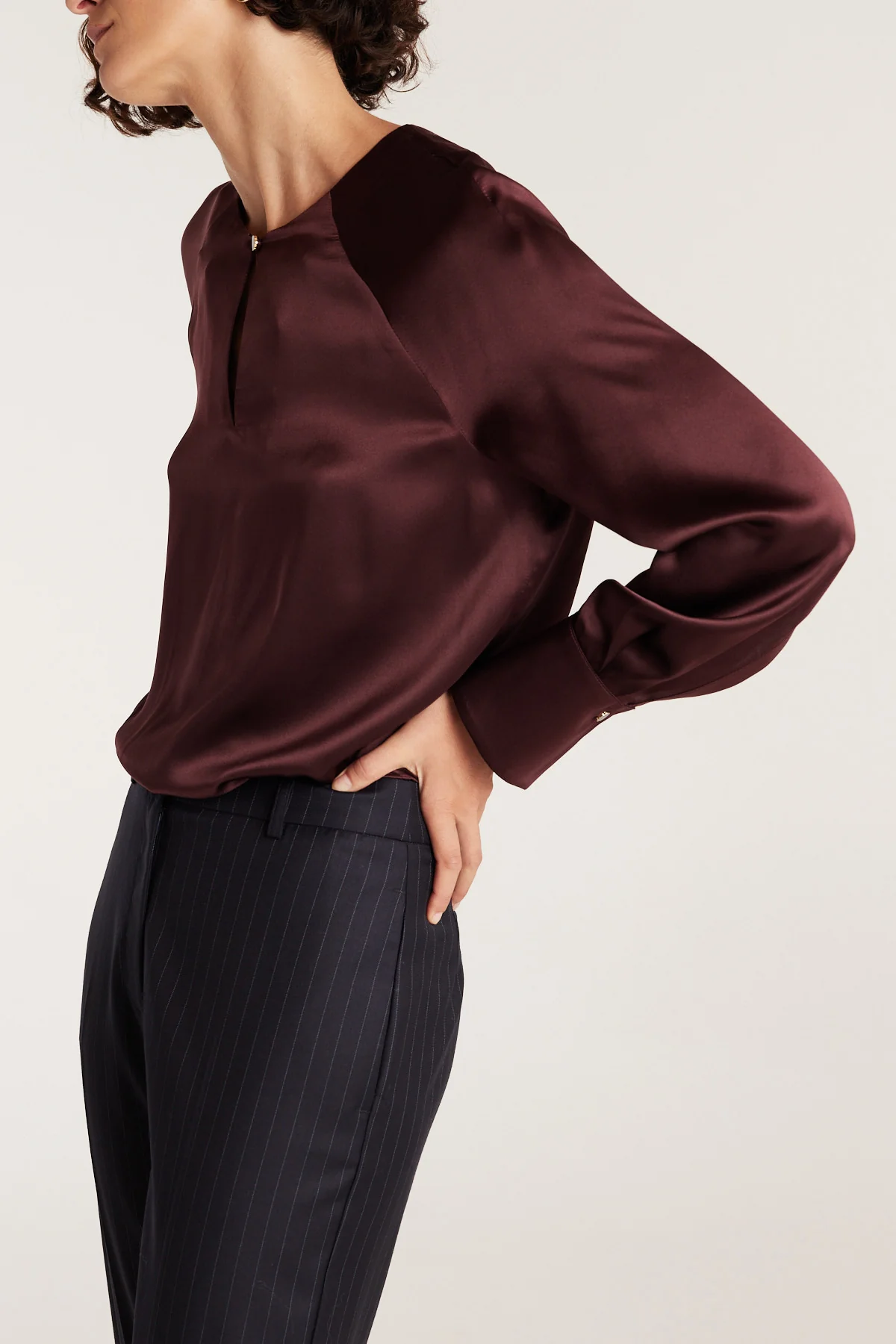 Belle Silk Top - Merlot - Image 6