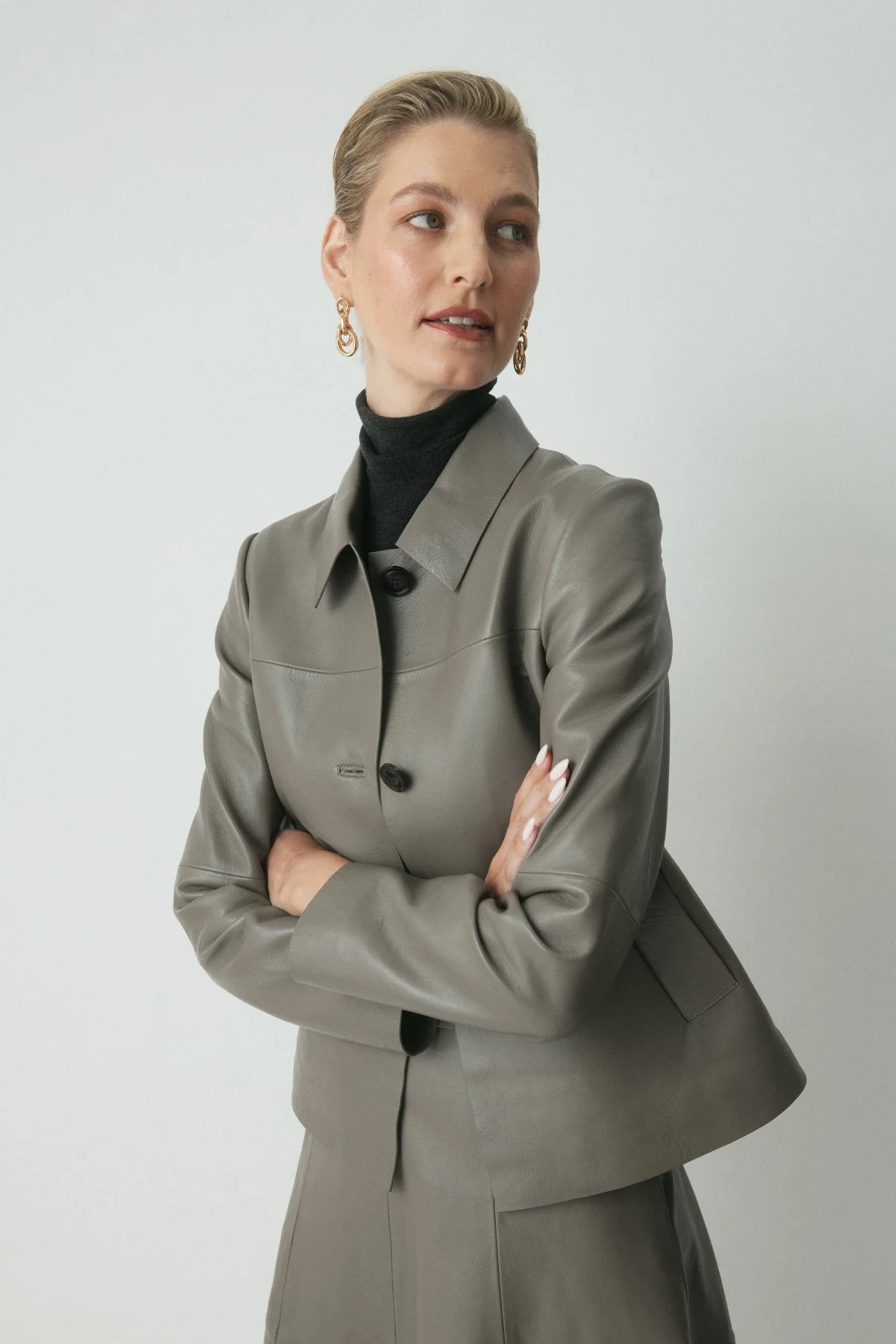 Birken Leather Jacket - Pewter - Image 2