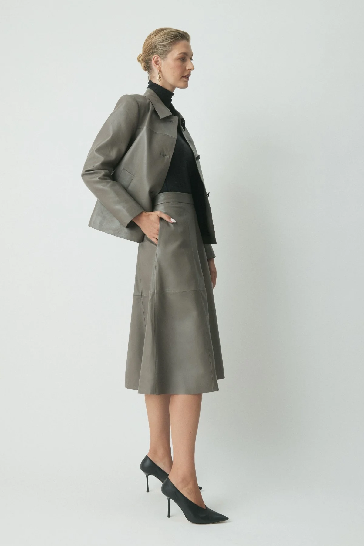 Birken Leather Jacket - Pewter - Image 3
