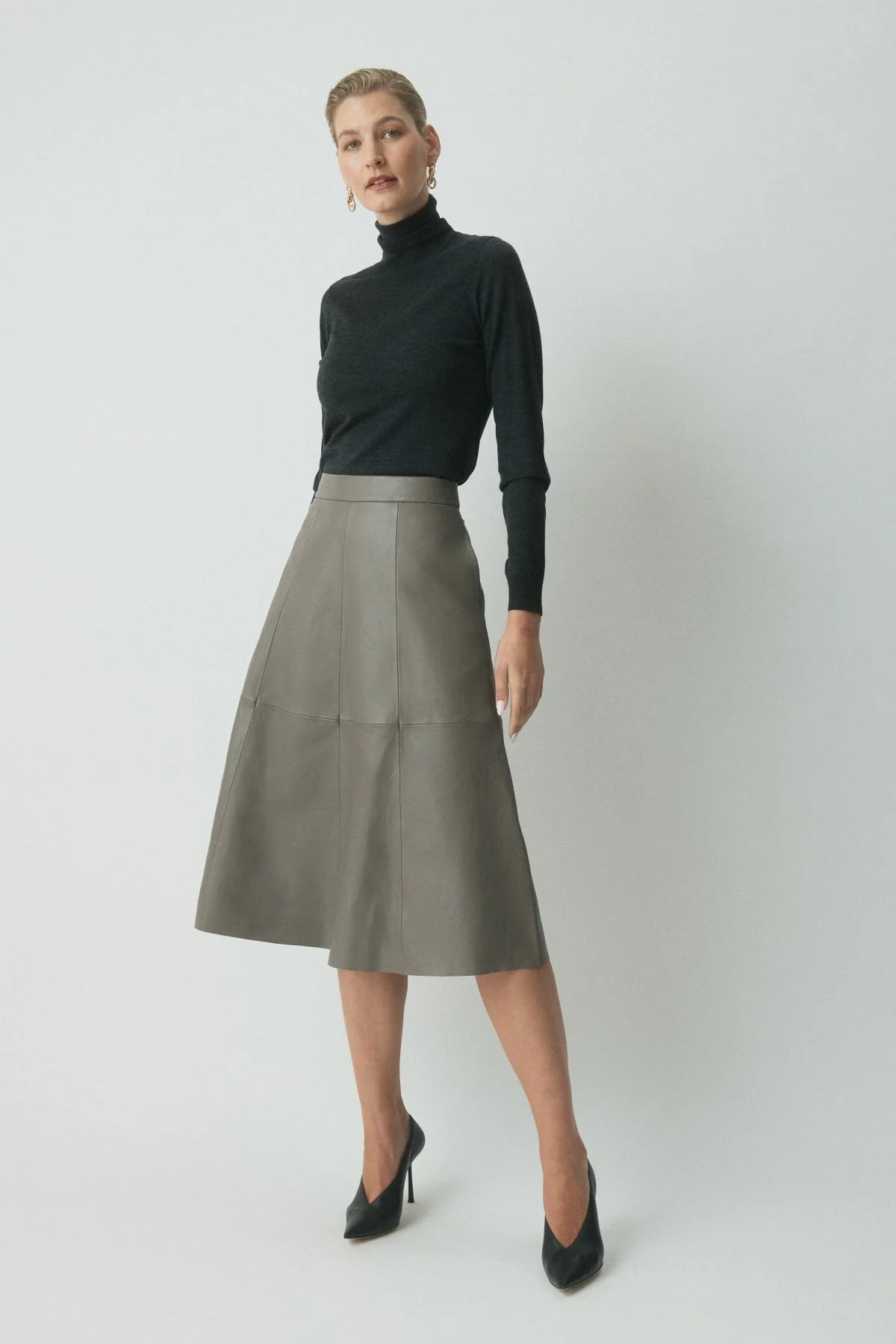 Birken Leather Skirt - Pewter