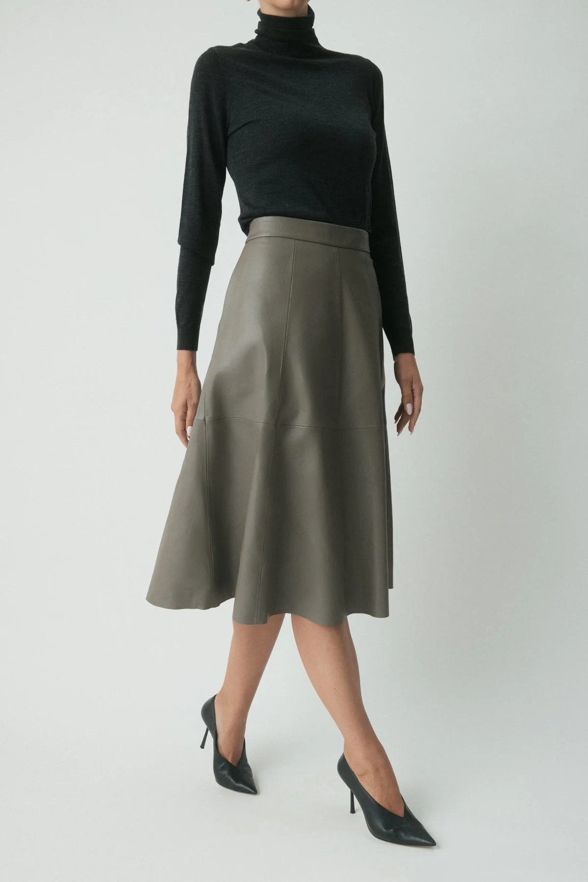 Birken Leather Skirt - Pewter - Image 2