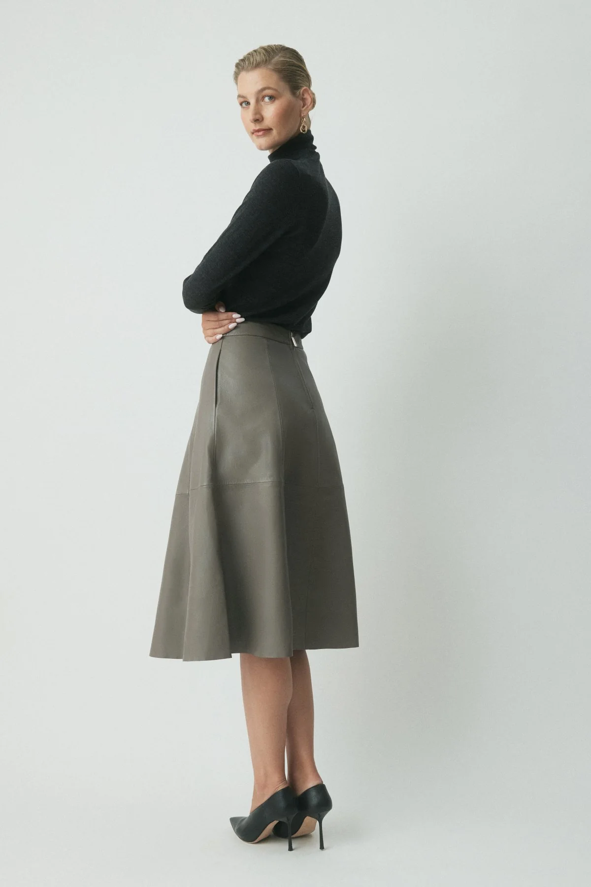 Birken Leather Skirt - Pewter - Image 3