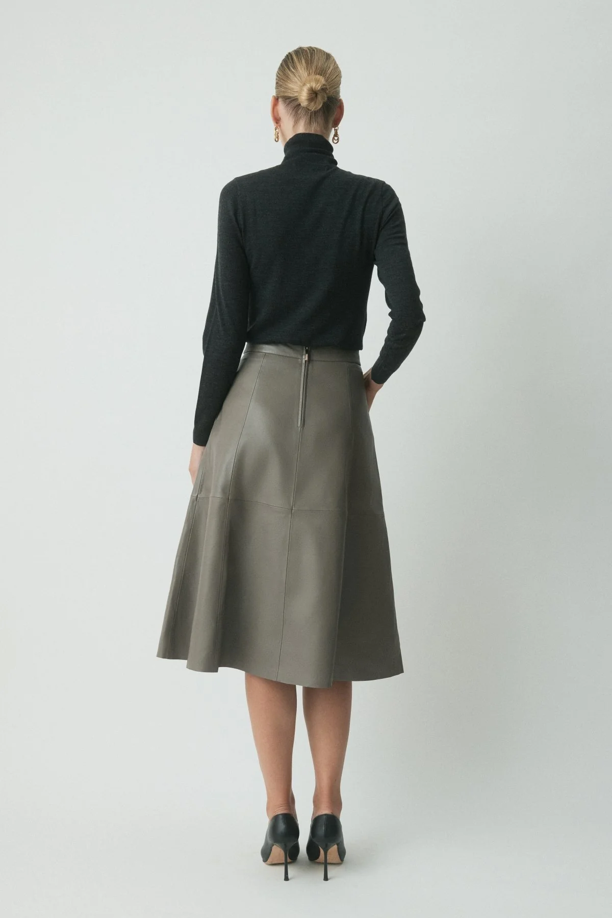 Birken Leather Skirt - Pewter - Image 4
