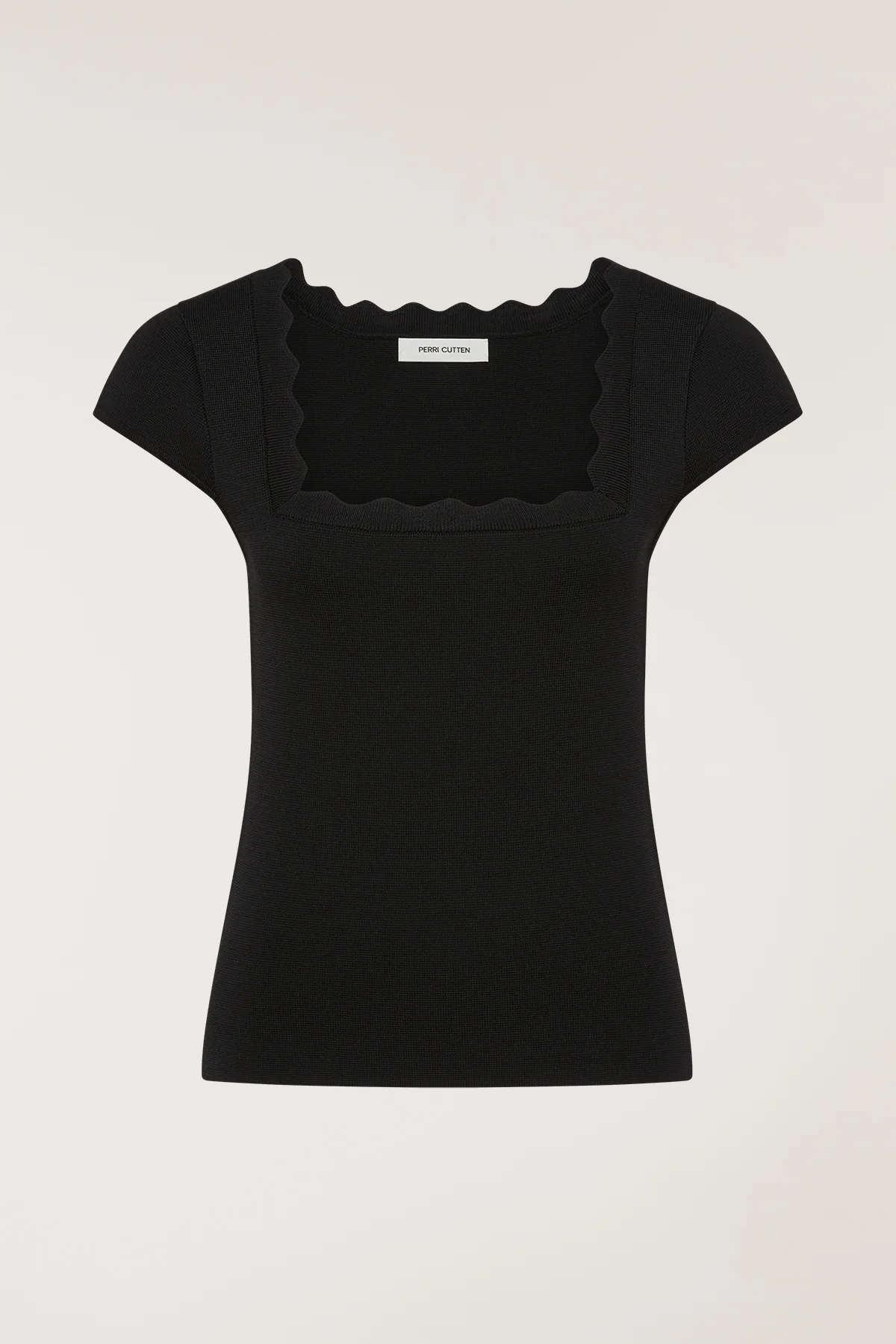 Crepe Scallop Top - Black - Image 6