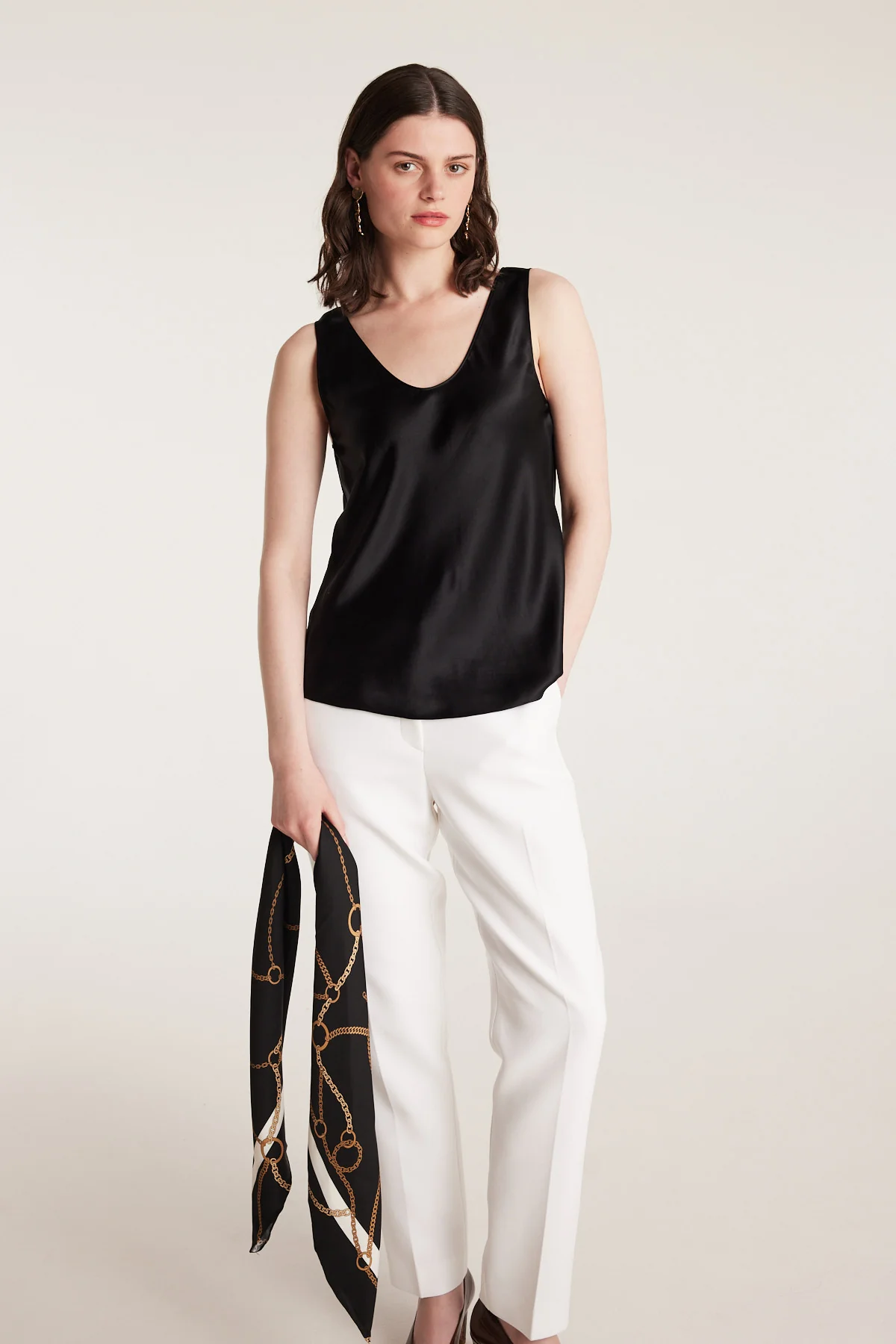 Silk Bias Singlet - Black - Image 5