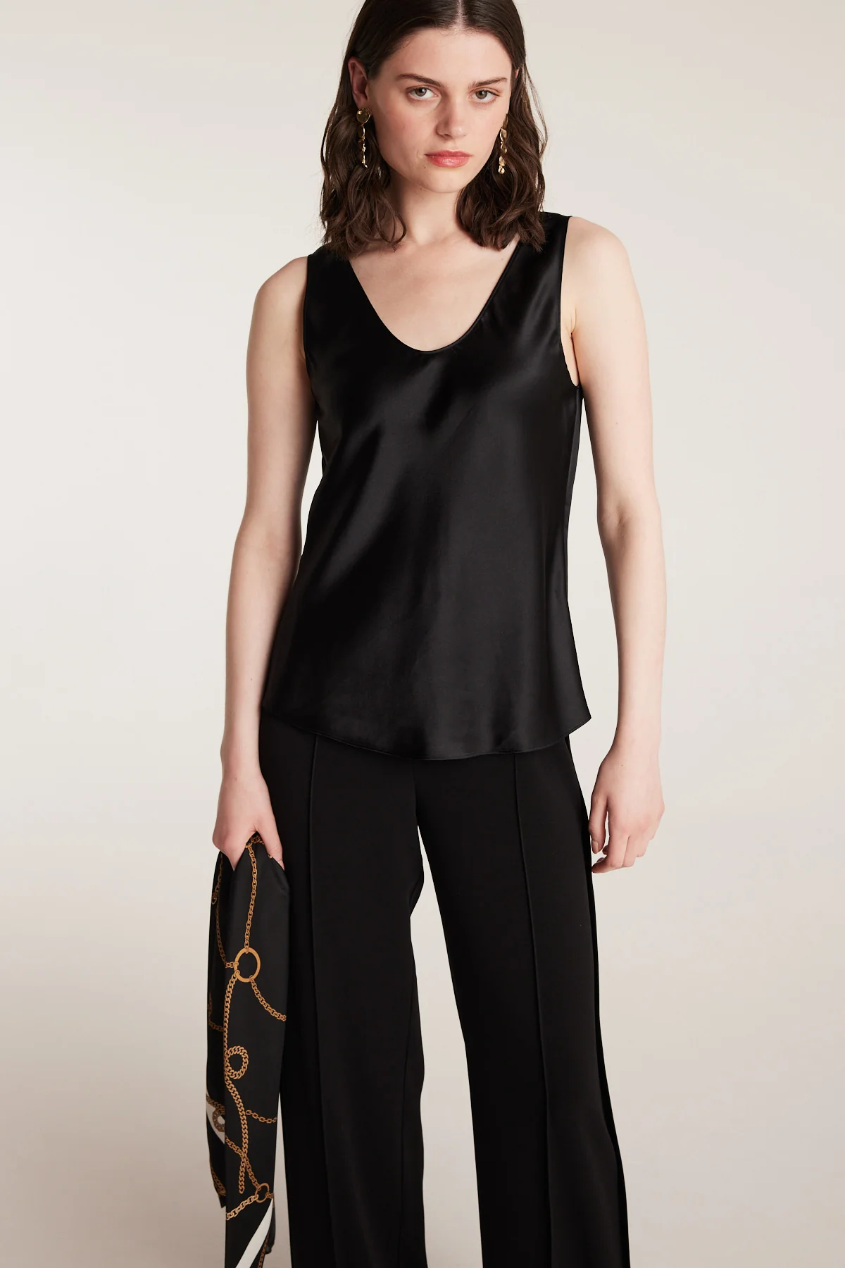 Silk Bias Singlet - Black - Image 7