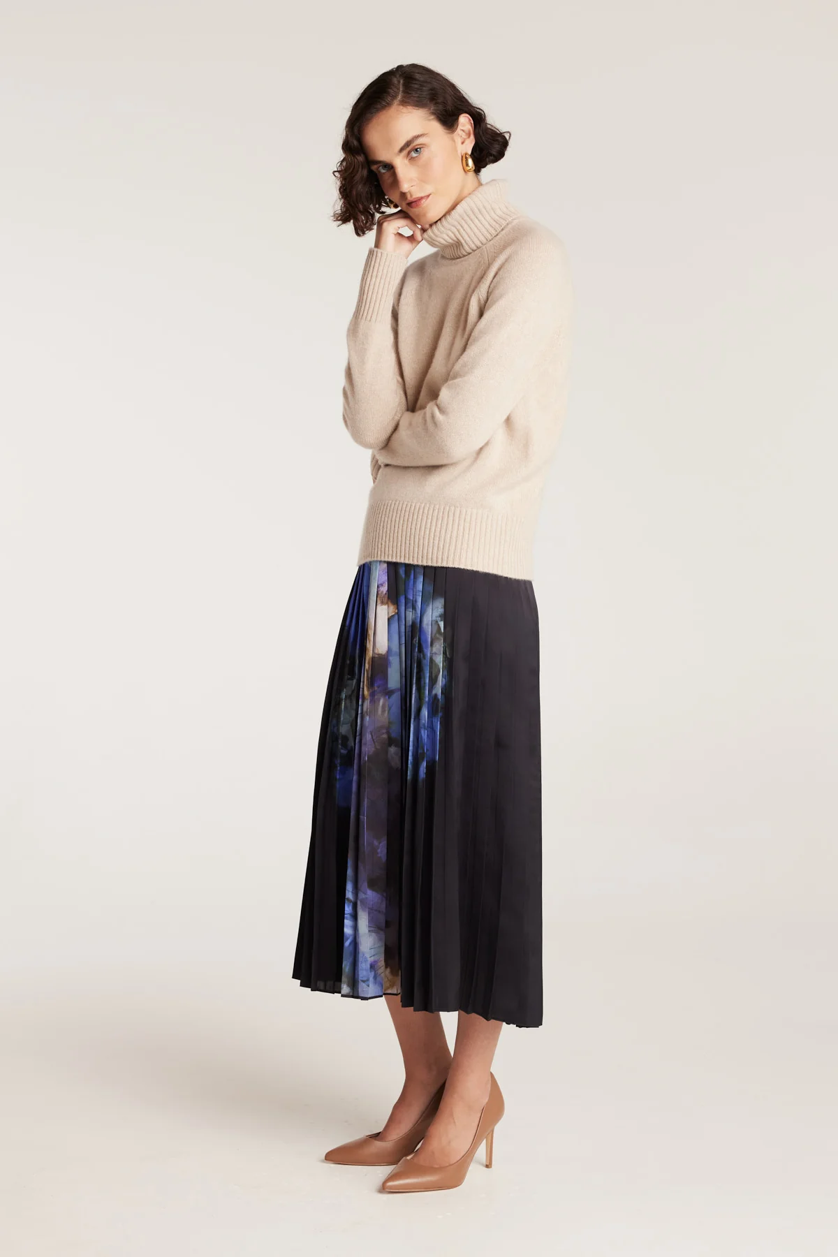 Bloom Pleat Skirt - Black/Indigo - Image 4