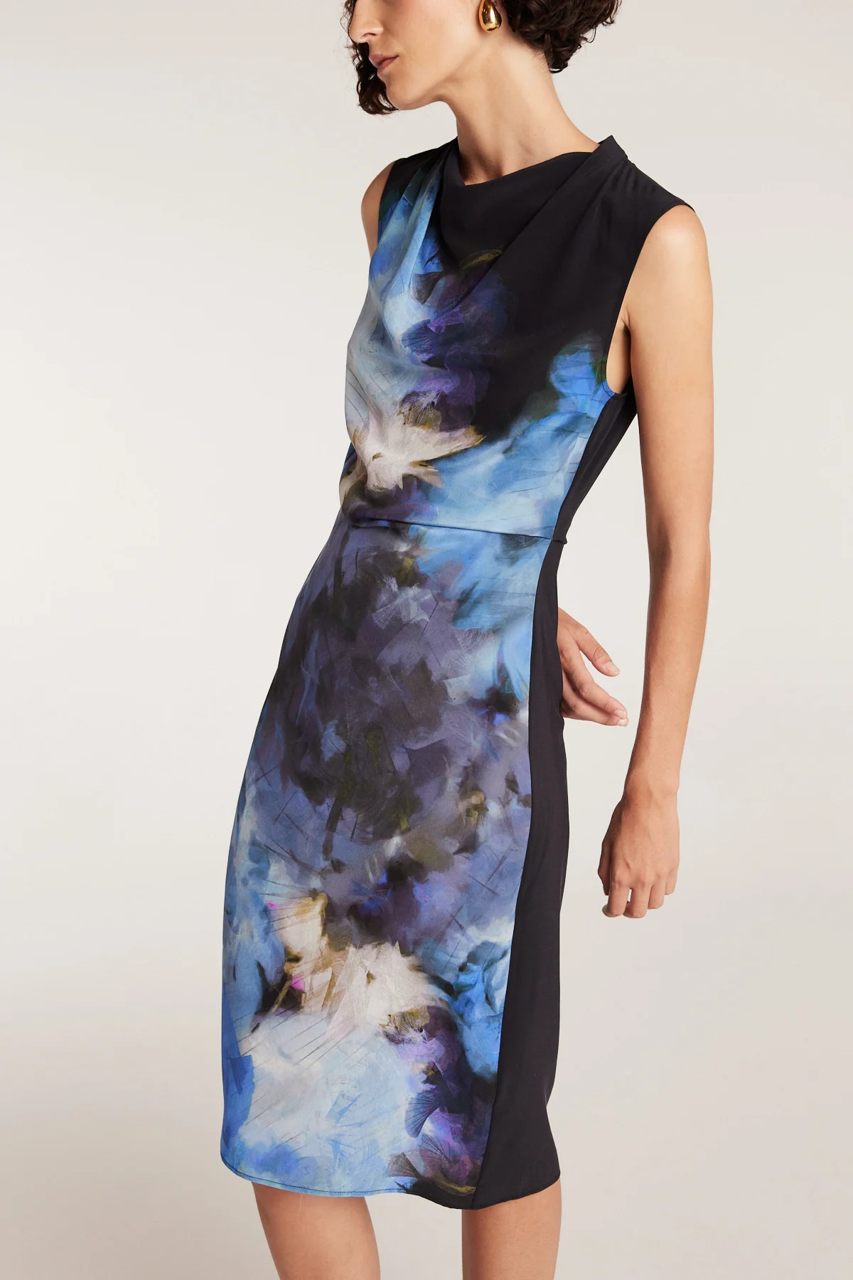 Bloom Silk Dress - Black/Indigo - Image 6
