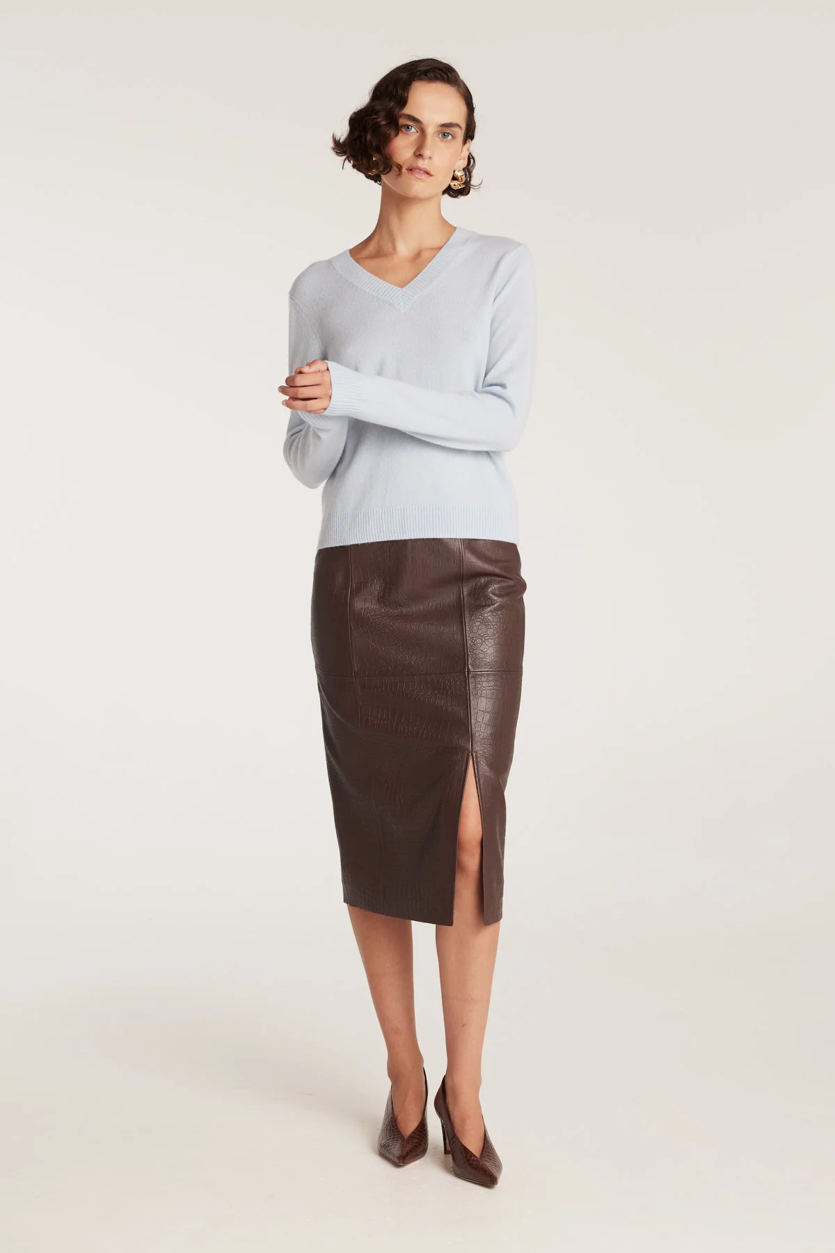 Cashwool V Neck Jumper - Blue
