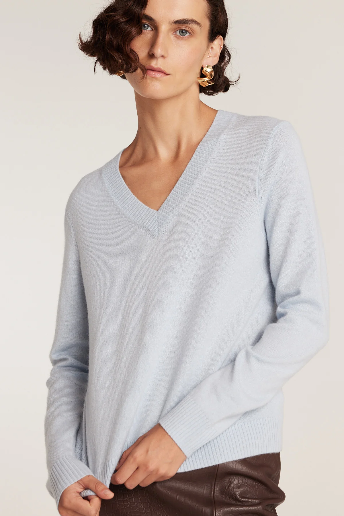 Cashwool V Neck Jumper - Blue - Image 2