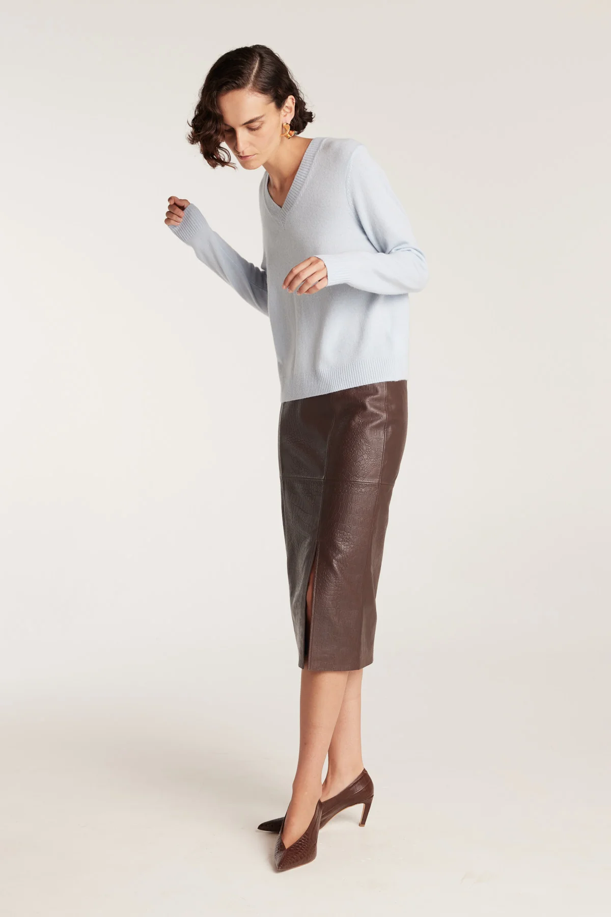 Cashwool V Neck Jumper - Blue - Image 4