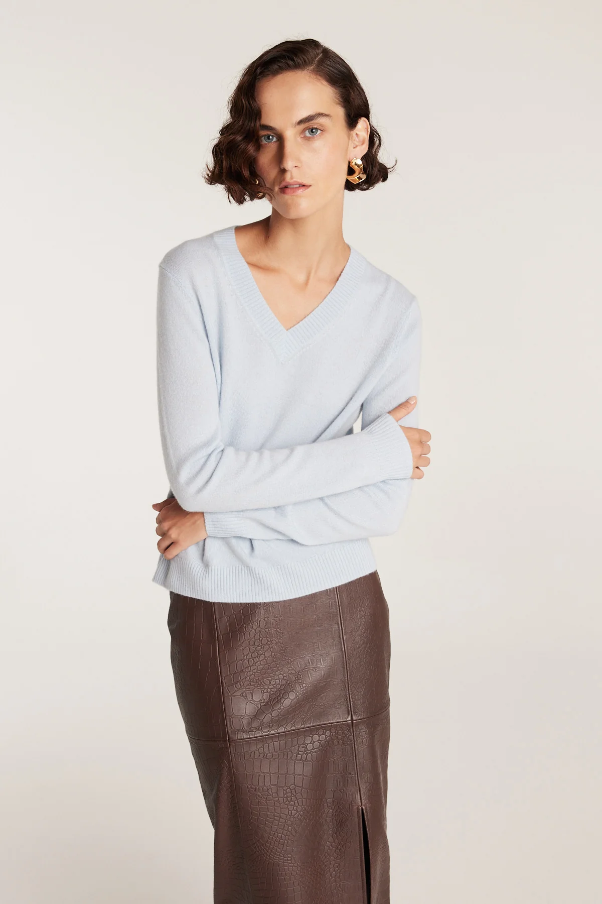 Cashwool V Neck Jumper - Blue - Image 6