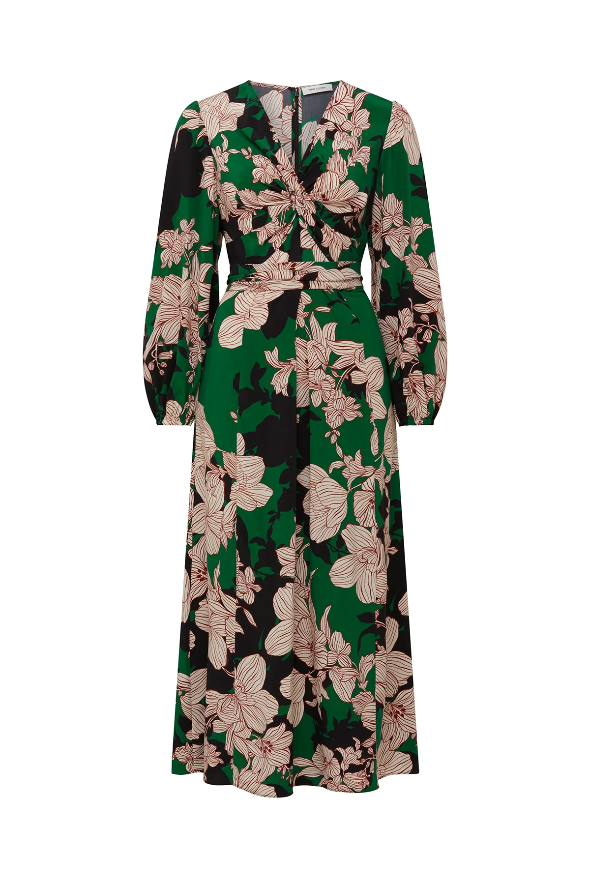 Callie Silk Dress - Green Print - Image 4