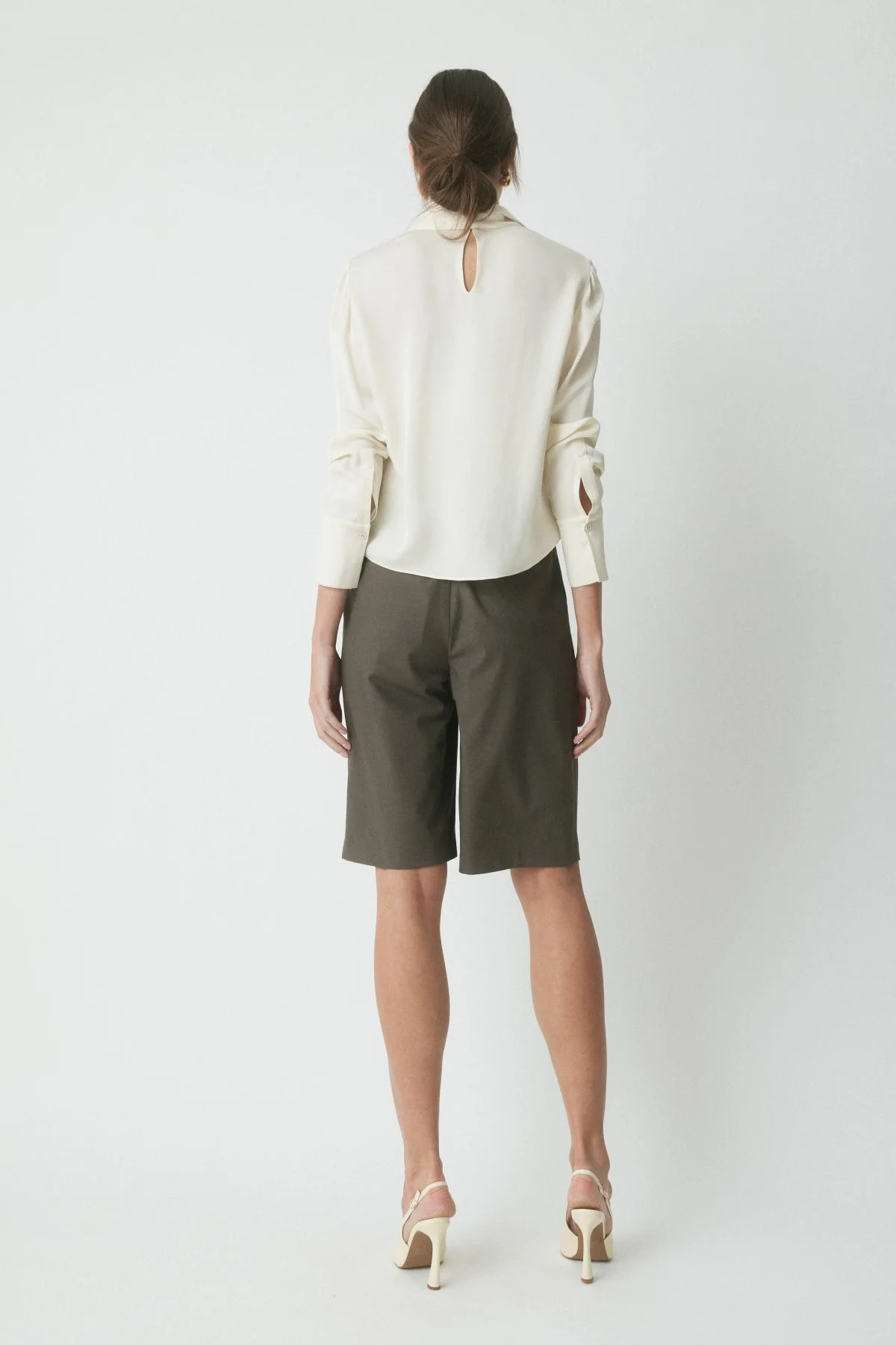 Campbell Silk Tie-Neck Top - Cream - Image 4
