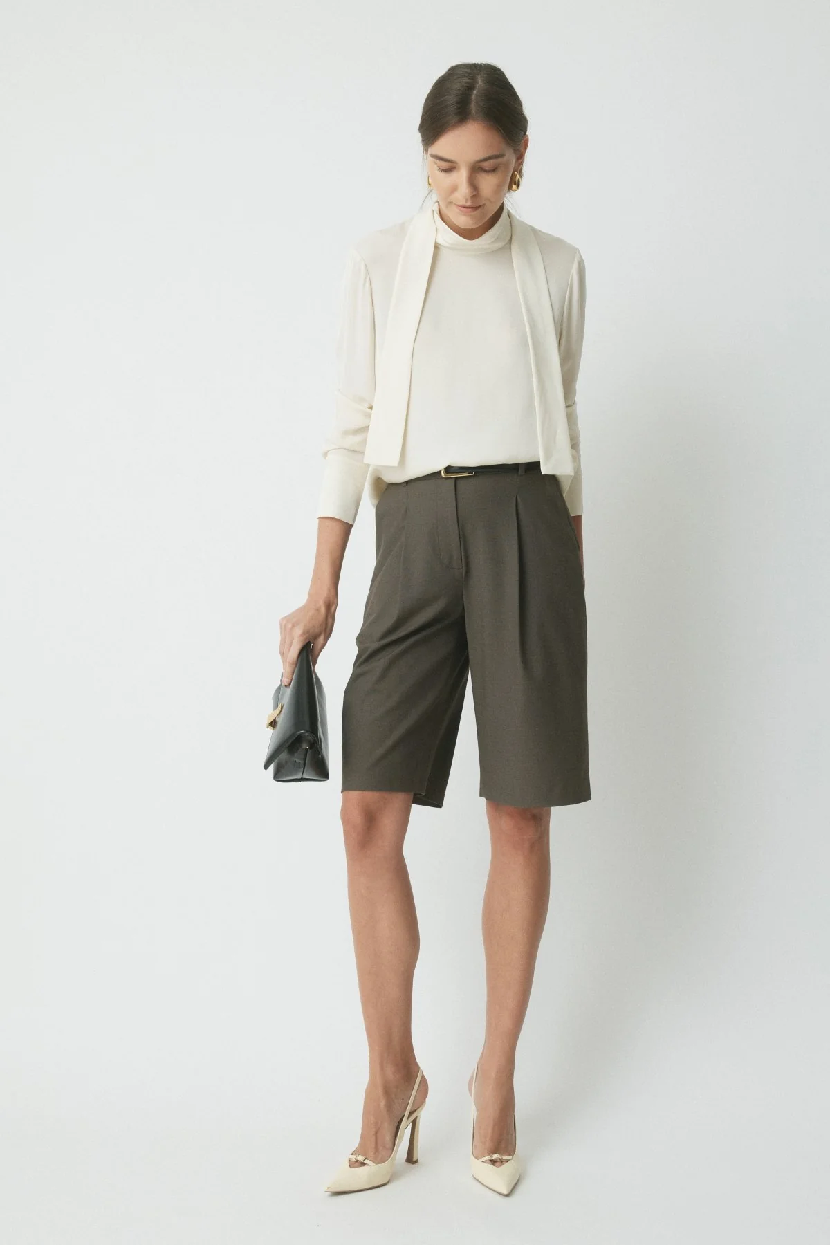 Campbell Silk Tie-Neck Top - Cream - Image 5