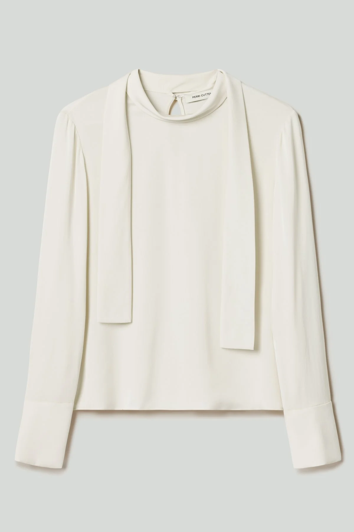 Campbell Silk Tie-Neck Top - Cream - Image 6