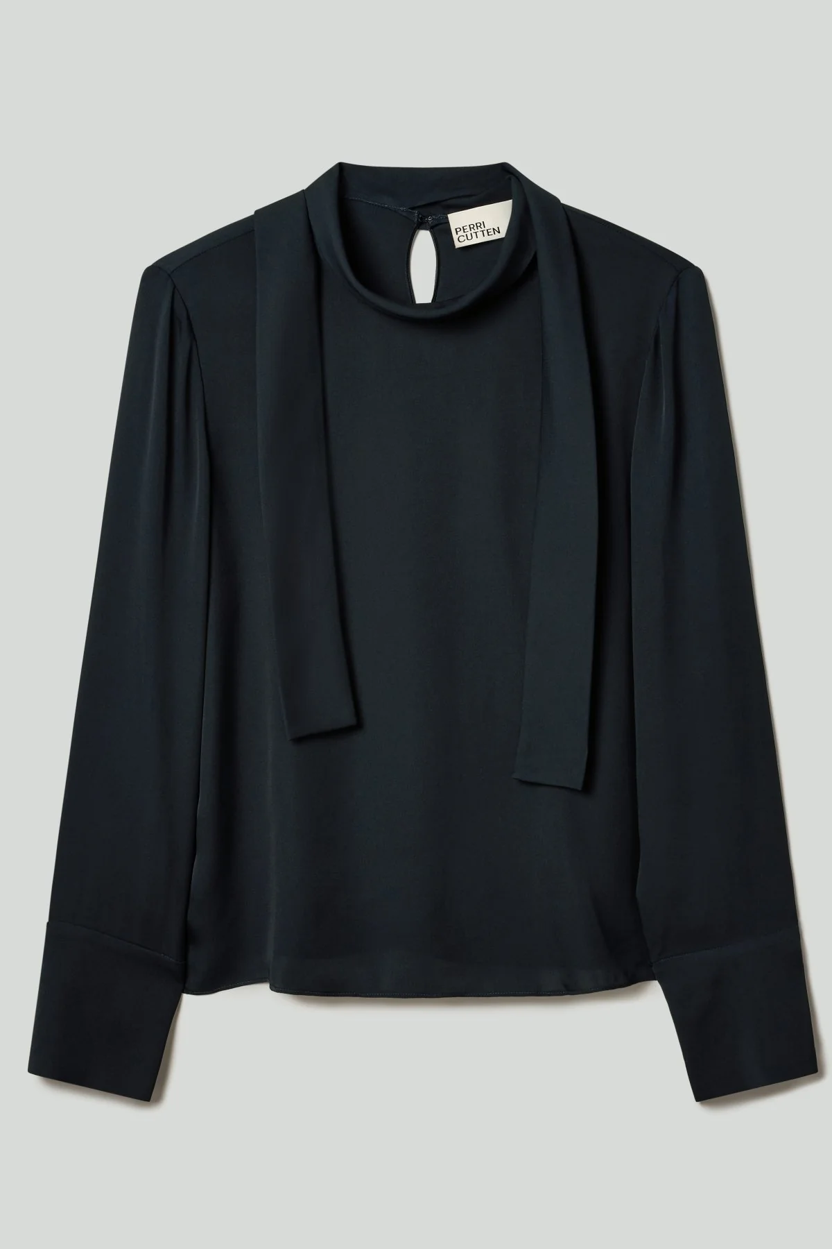Campbell Silk Tie-Neck Top - Midnight - Image 6