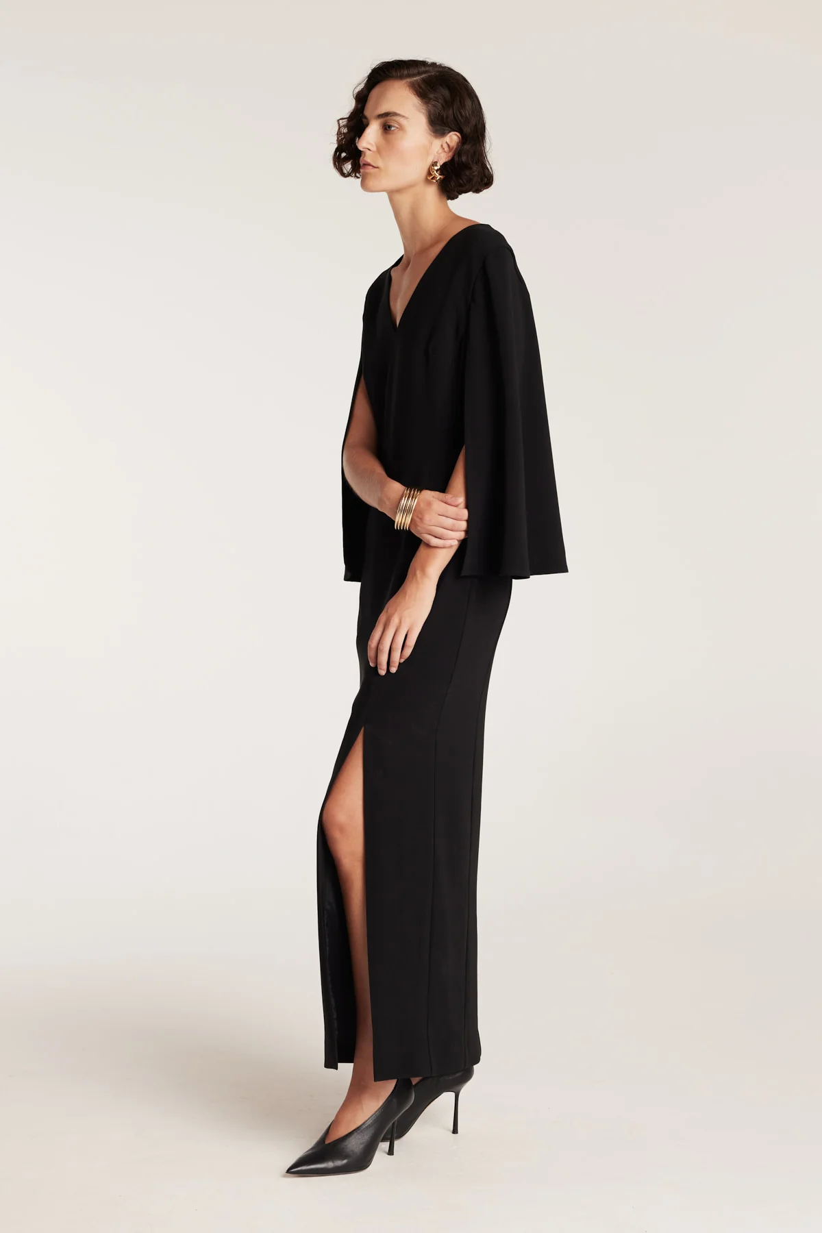 Cape Sleeve Gown - Black - Image 4