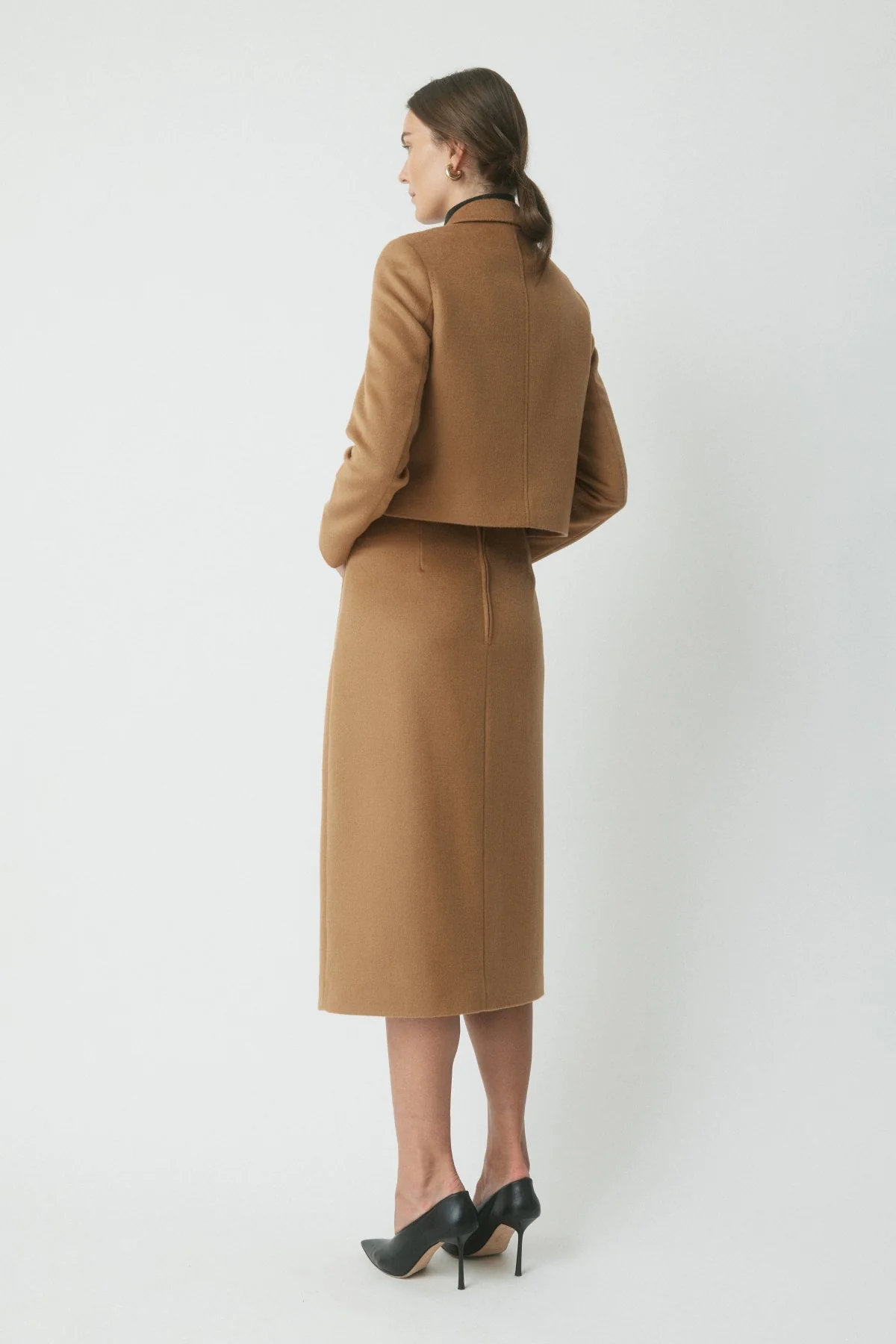 Carina Wool Crop Jacket - Camel - Image 4