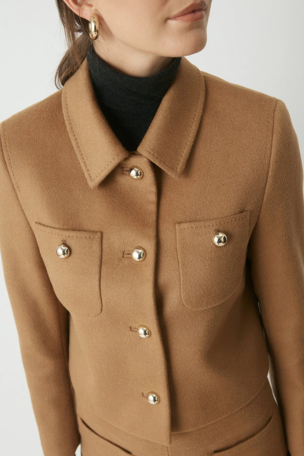 Carina Wool Crop Jacket - Camel - Image 5