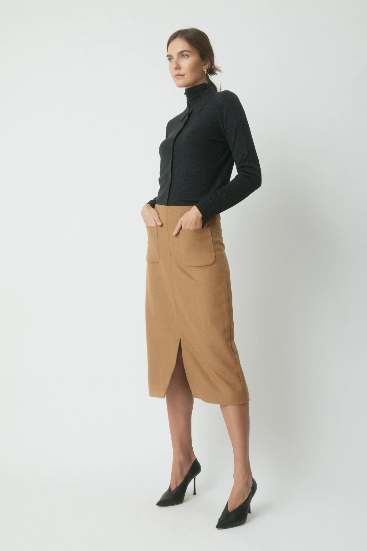 Carina Wool Skirt - Camel - Image 3