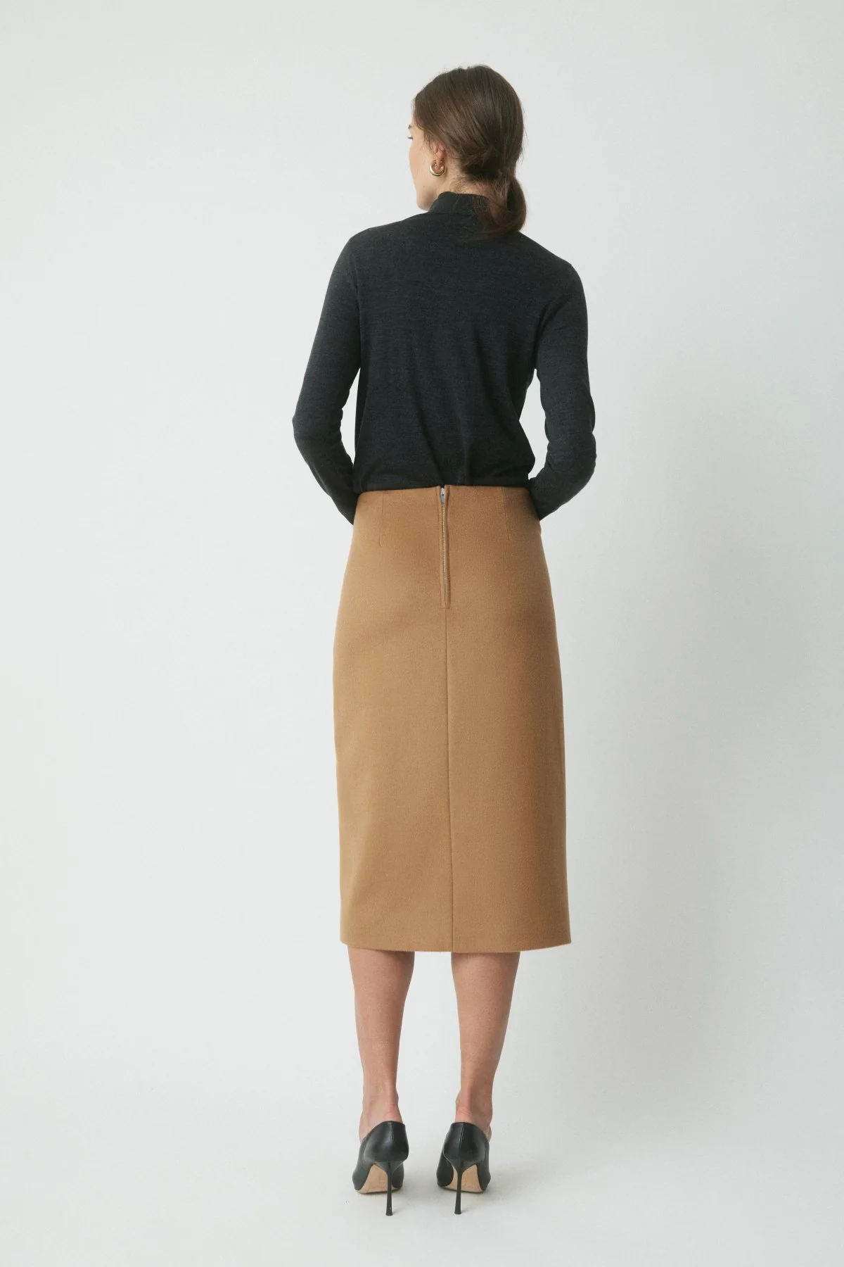 Carina Wool Skirt - Camel - Image 4