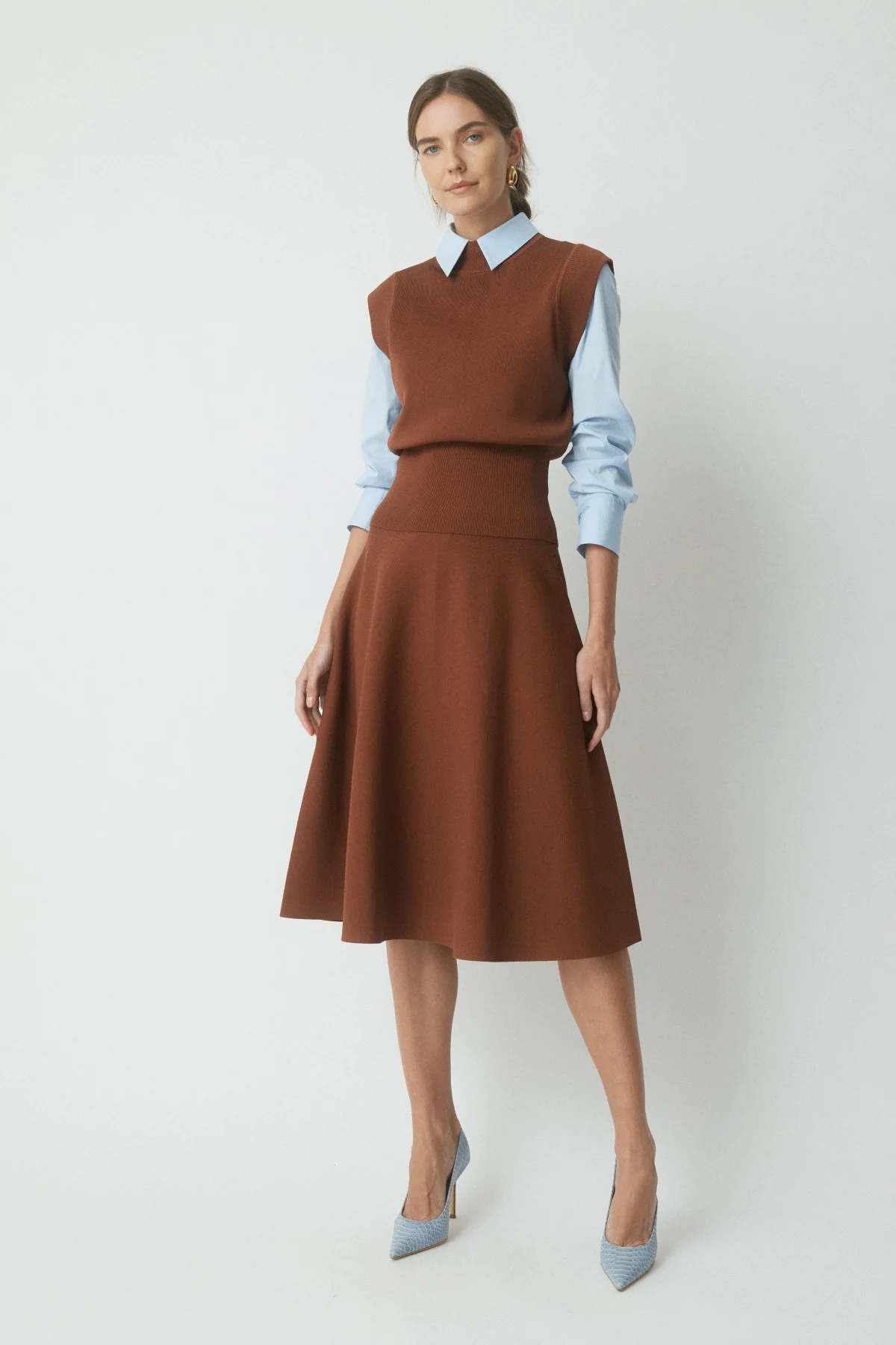 Casey Milano Crepe Knit Skirt - Cognac - Image 3