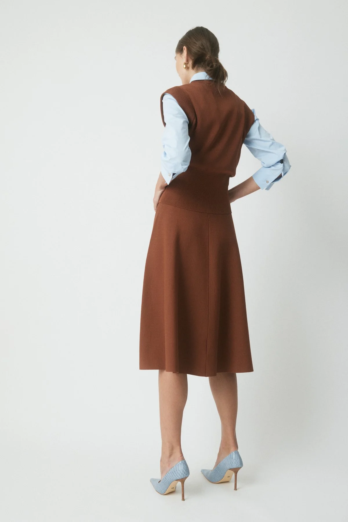 Casey Milano Crepe Knit Skirt - Cognac - Image 4