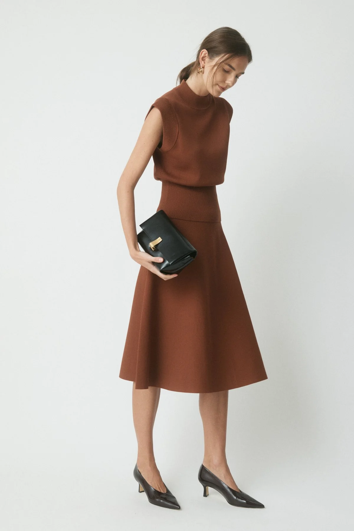 Casey Milano Crepe Knit Top - Cognac - Image 3