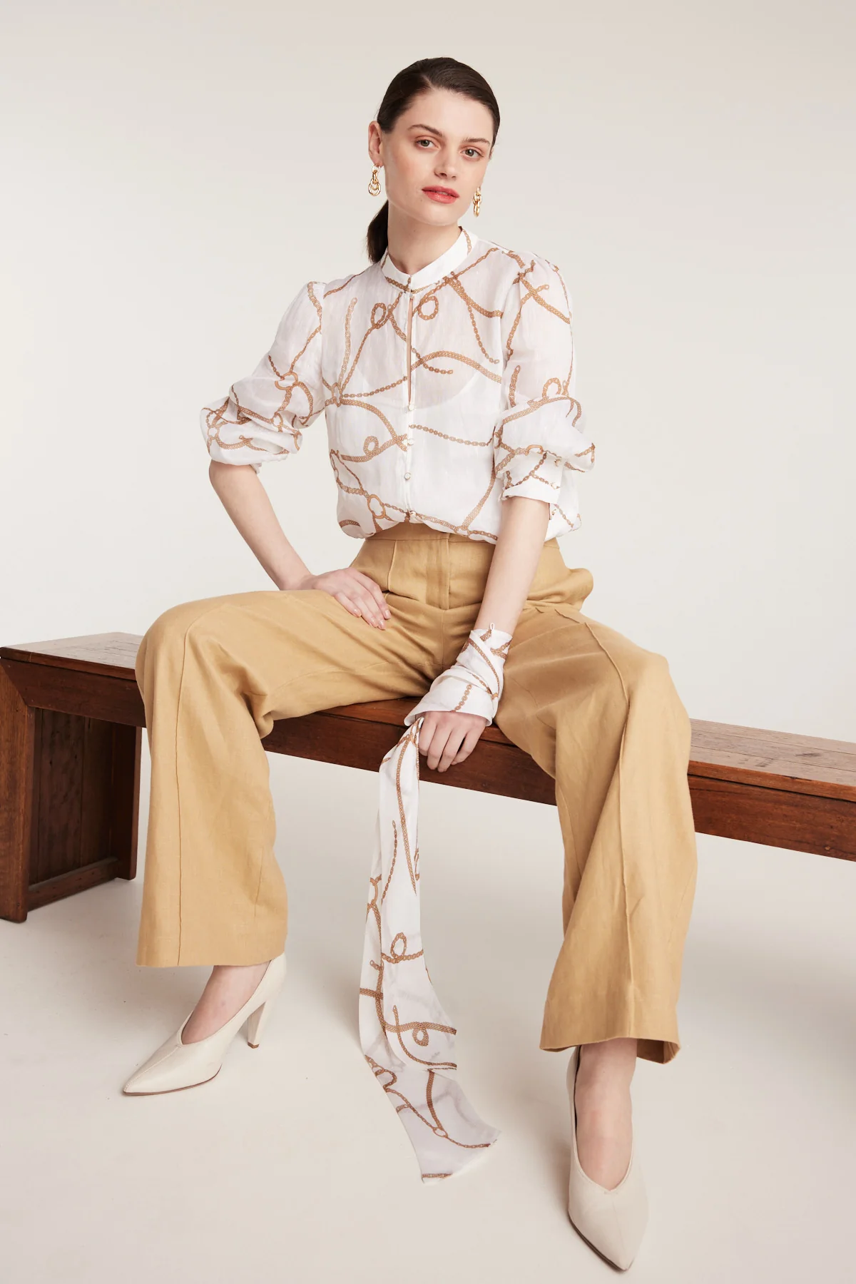 Chain Print Shirt - Chalk White - Image 6