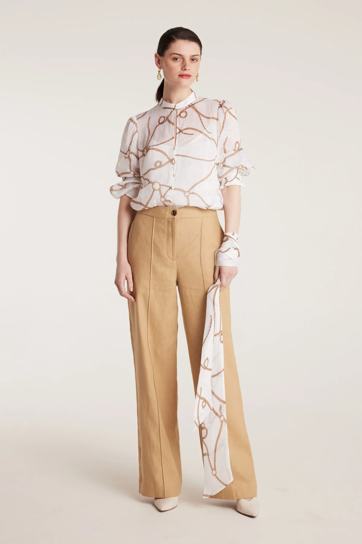 Chain Print Shirt - Chalk White - Image 7