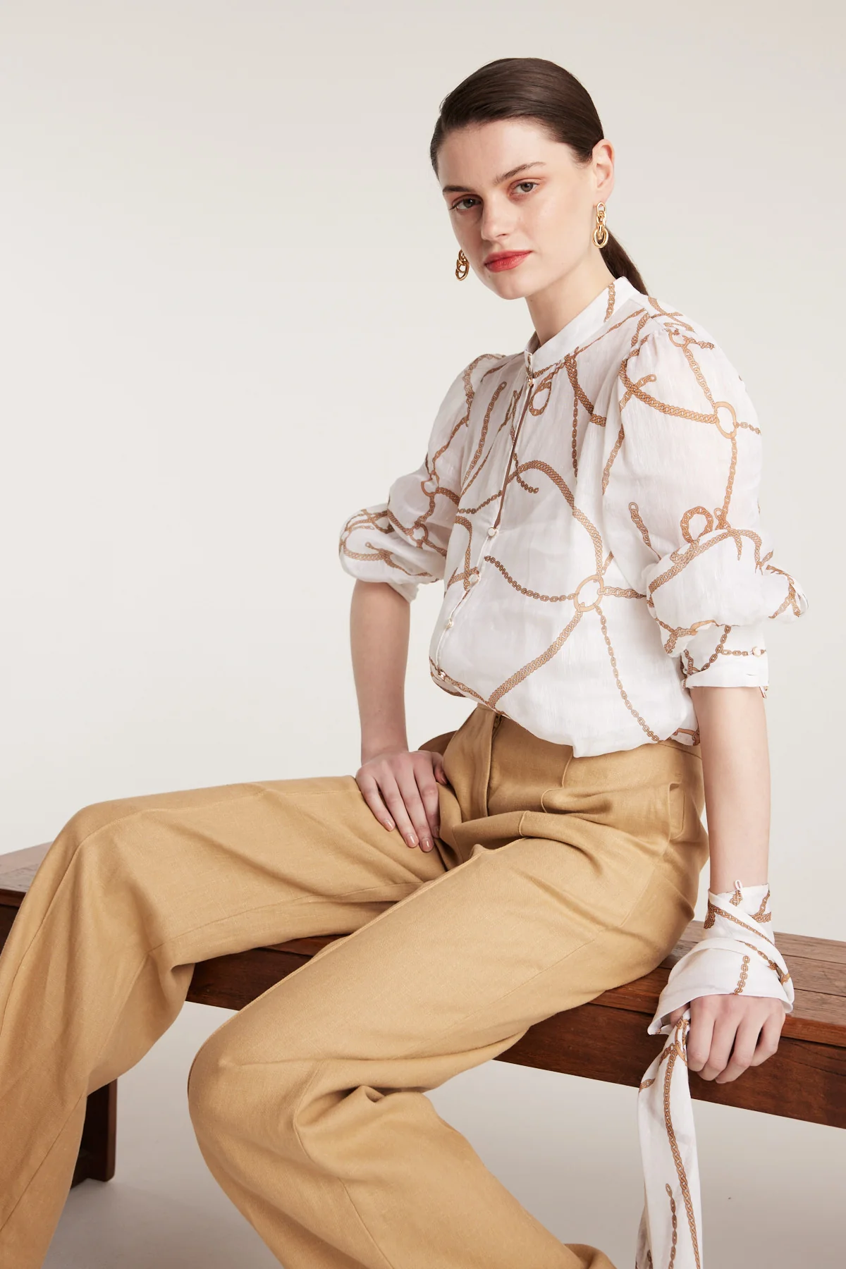 Chain Print Shirt - Chalk White - Image 8